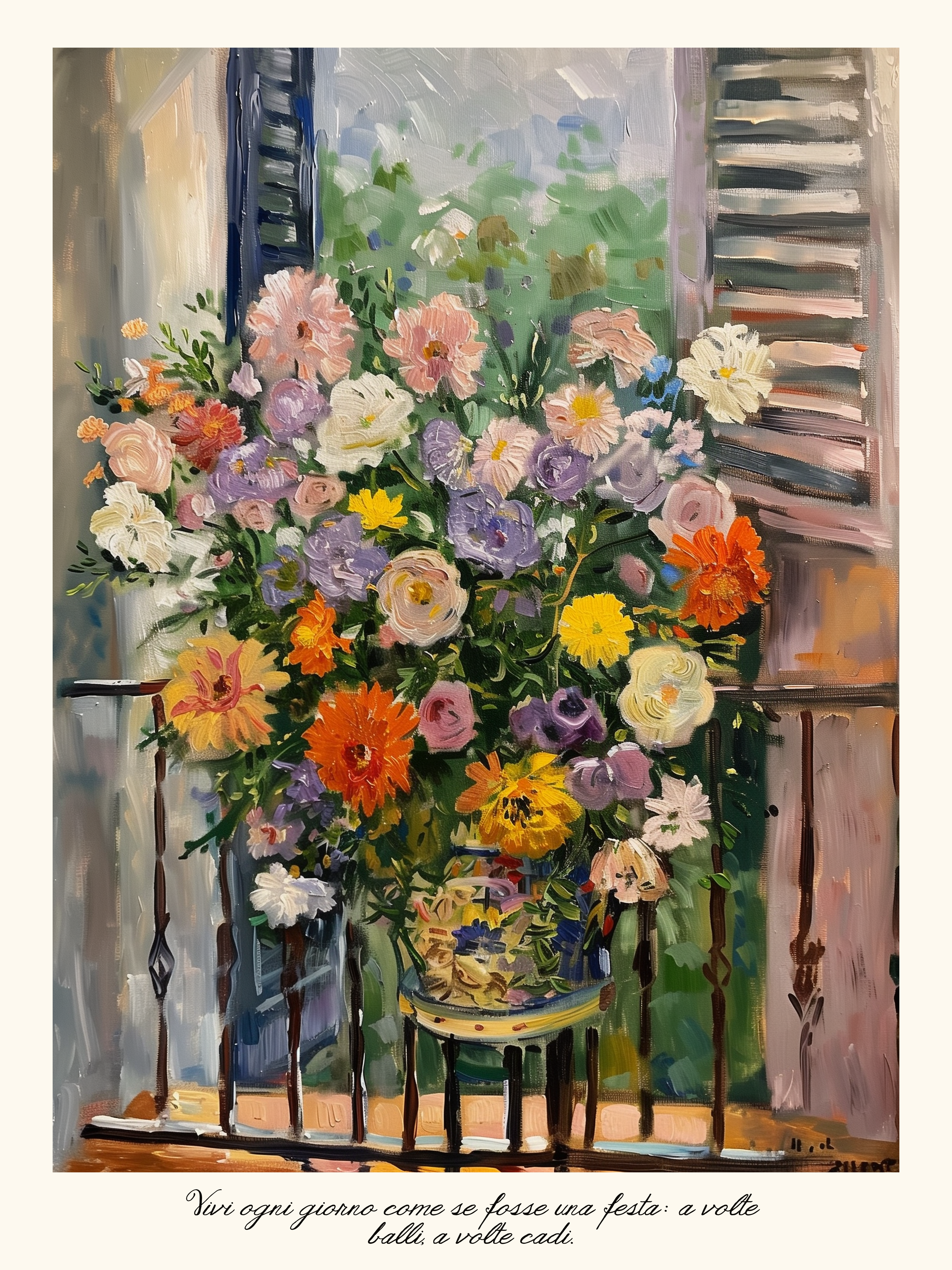 Floraler Fensterdruck