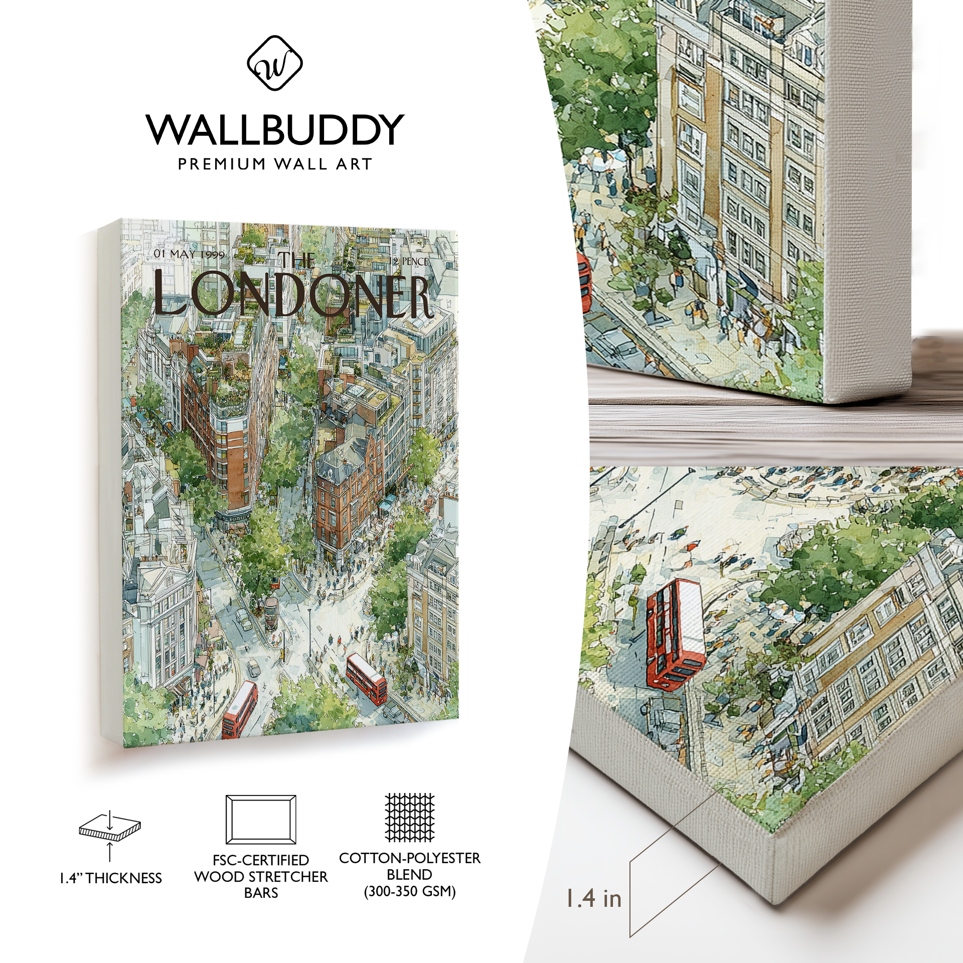 The Londoner Poster: London City Street Illustration | Travel Wall Art Decor