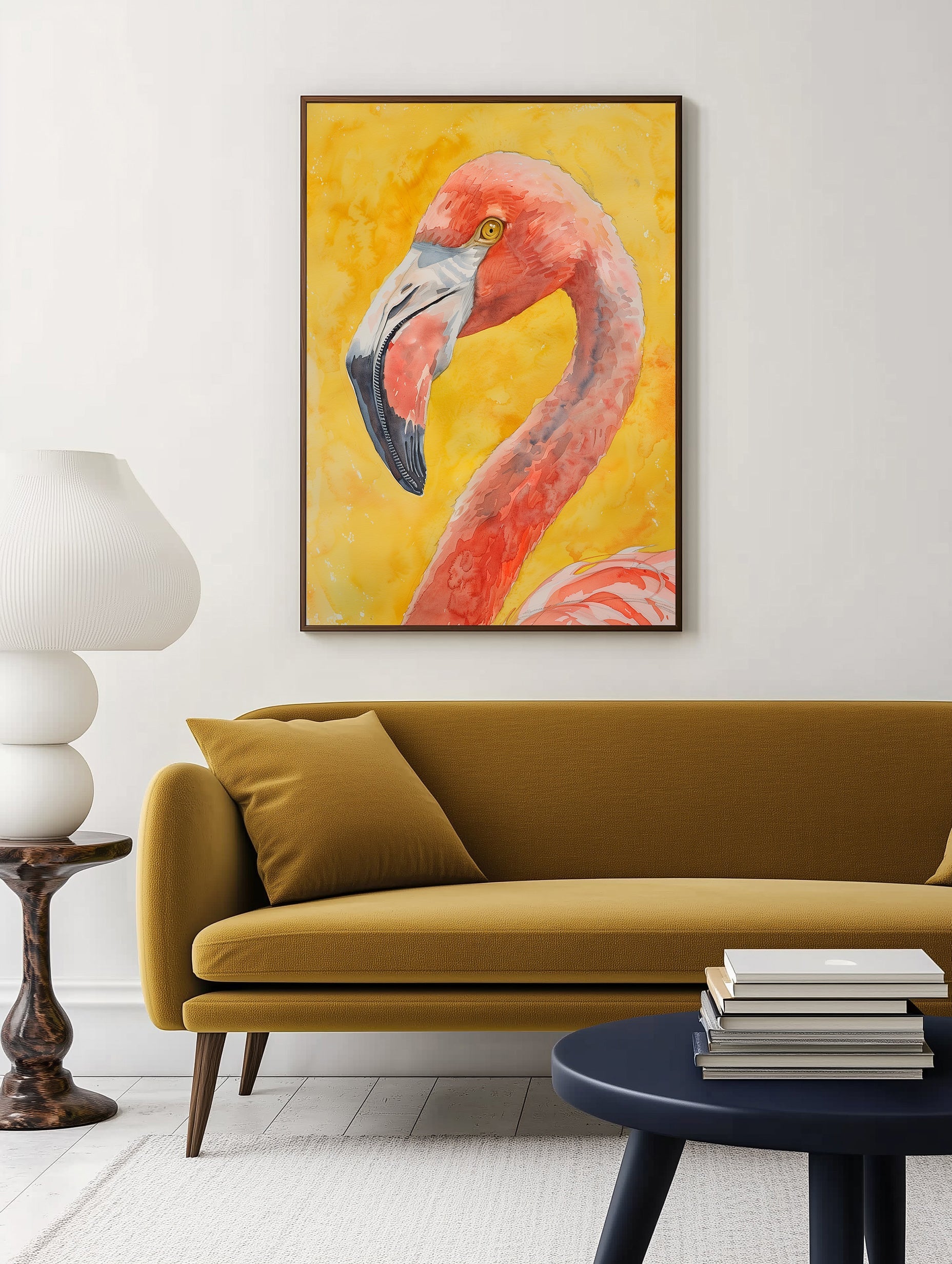 Portrait de flamant rose imprimé