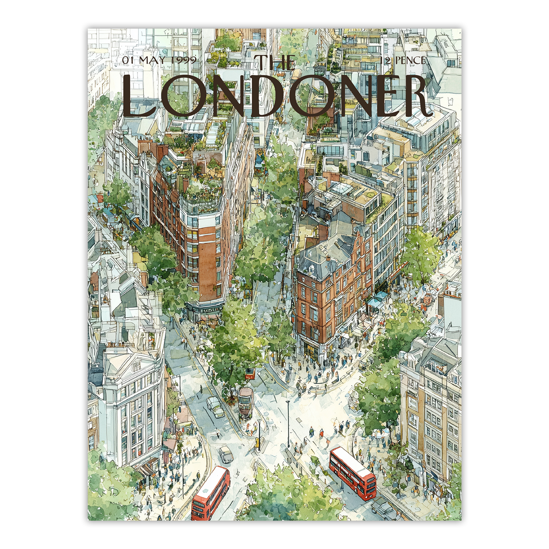 The Londoner Poster: London City Street Illustration | Travel Wall Art Decor