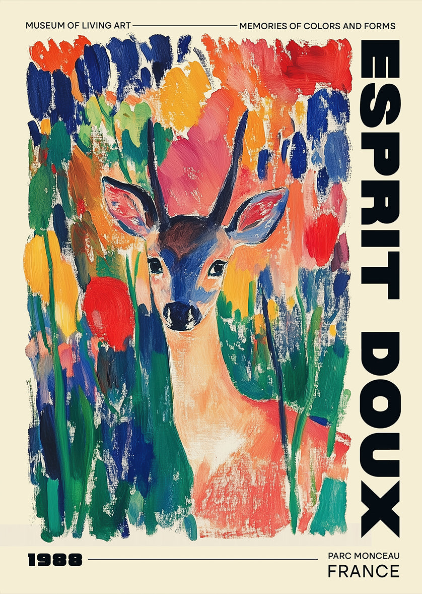 Gentle Deer Abstract Nature Art Print