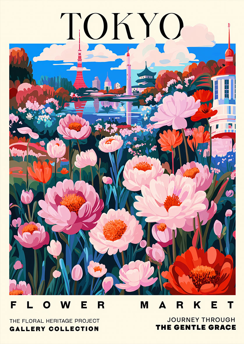 Tokyo Flower Market Japanese Landscape Print