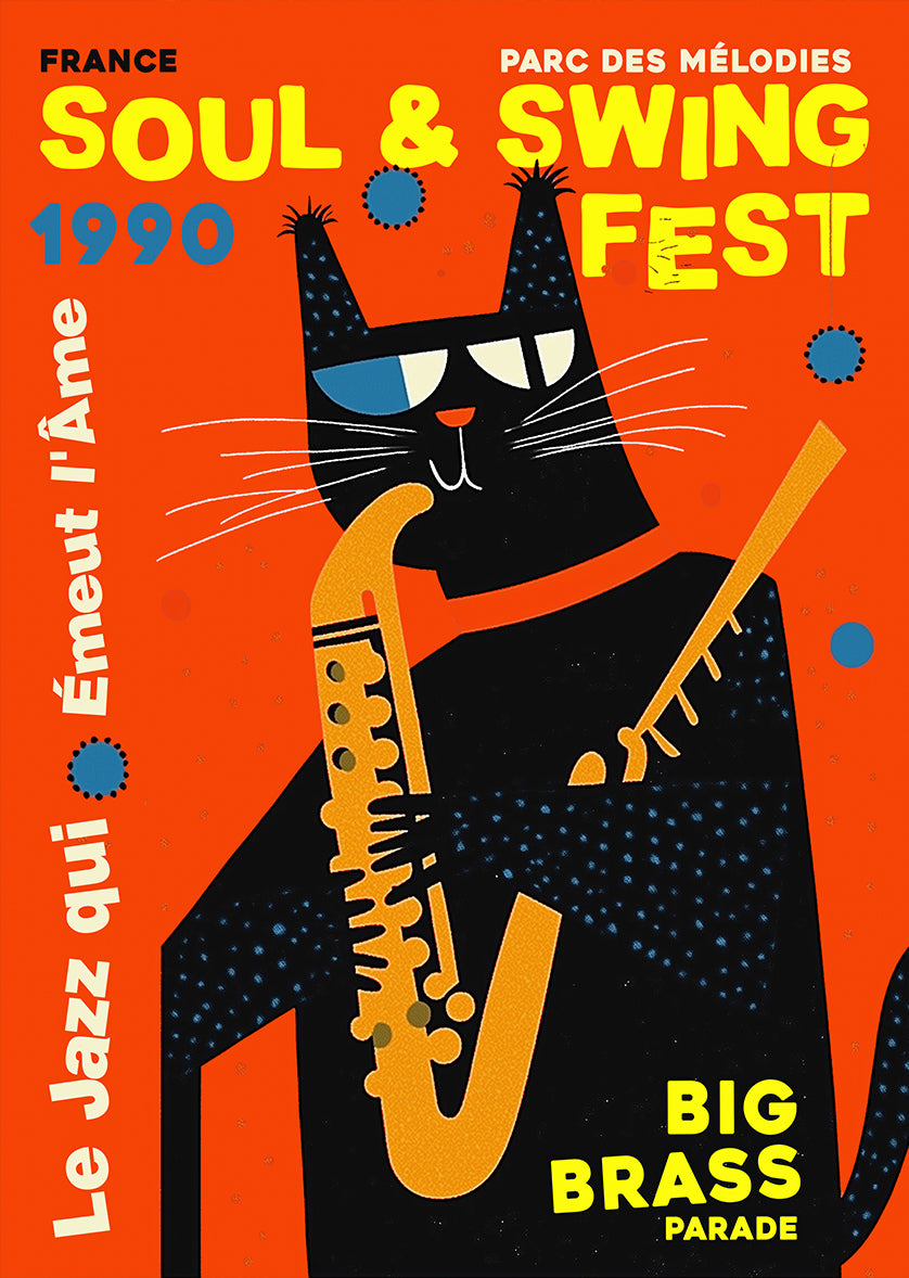 Soul & Swing Jazz Festival Cat Poster Print