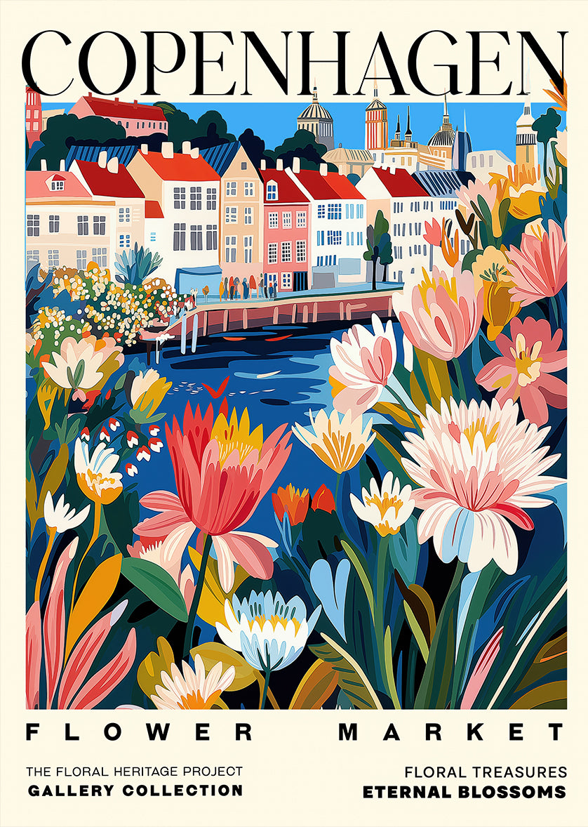 Copenhagen Flower Market Scenic Harbor Print