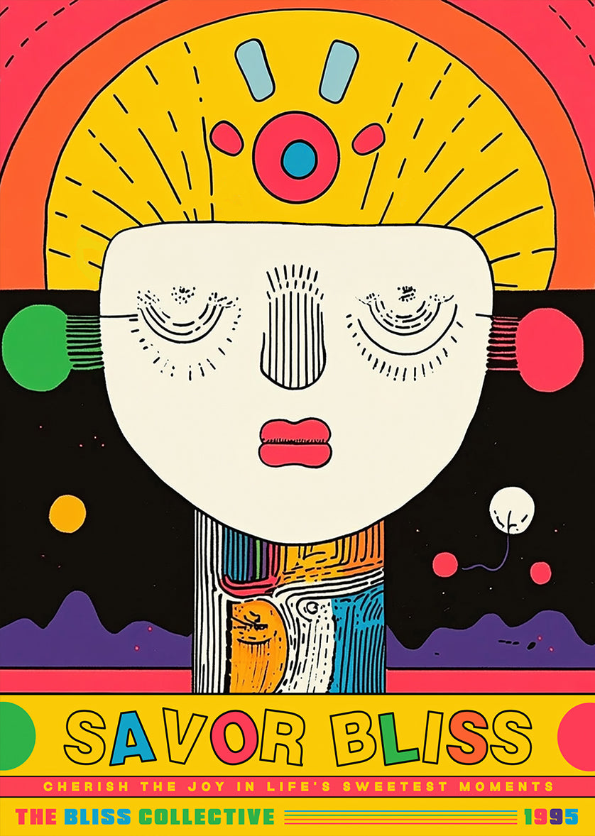 Psychedelic Blissful Abstract Face Art Print