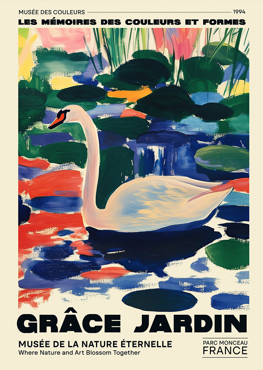 Graceful Swan Tranquil Nature Art Print