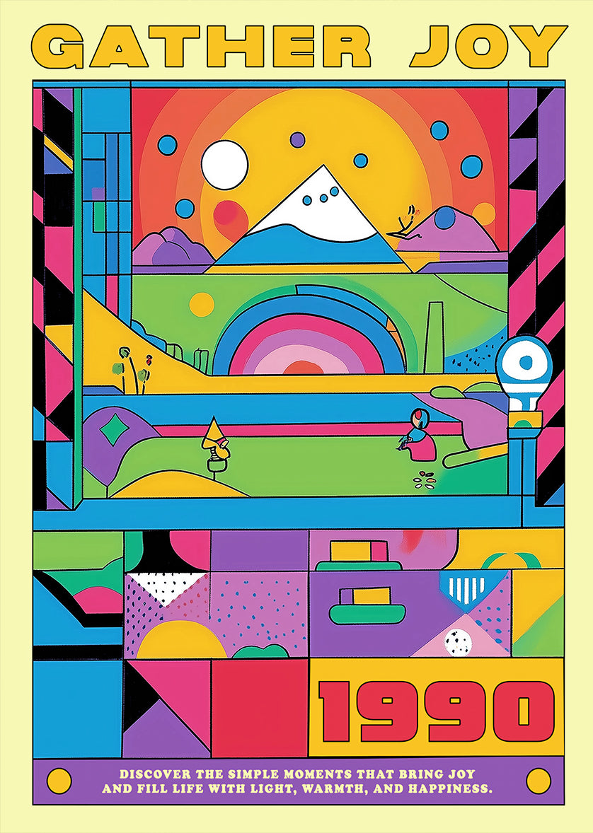 Vibrant Geometric Joyful Abstract Art Print