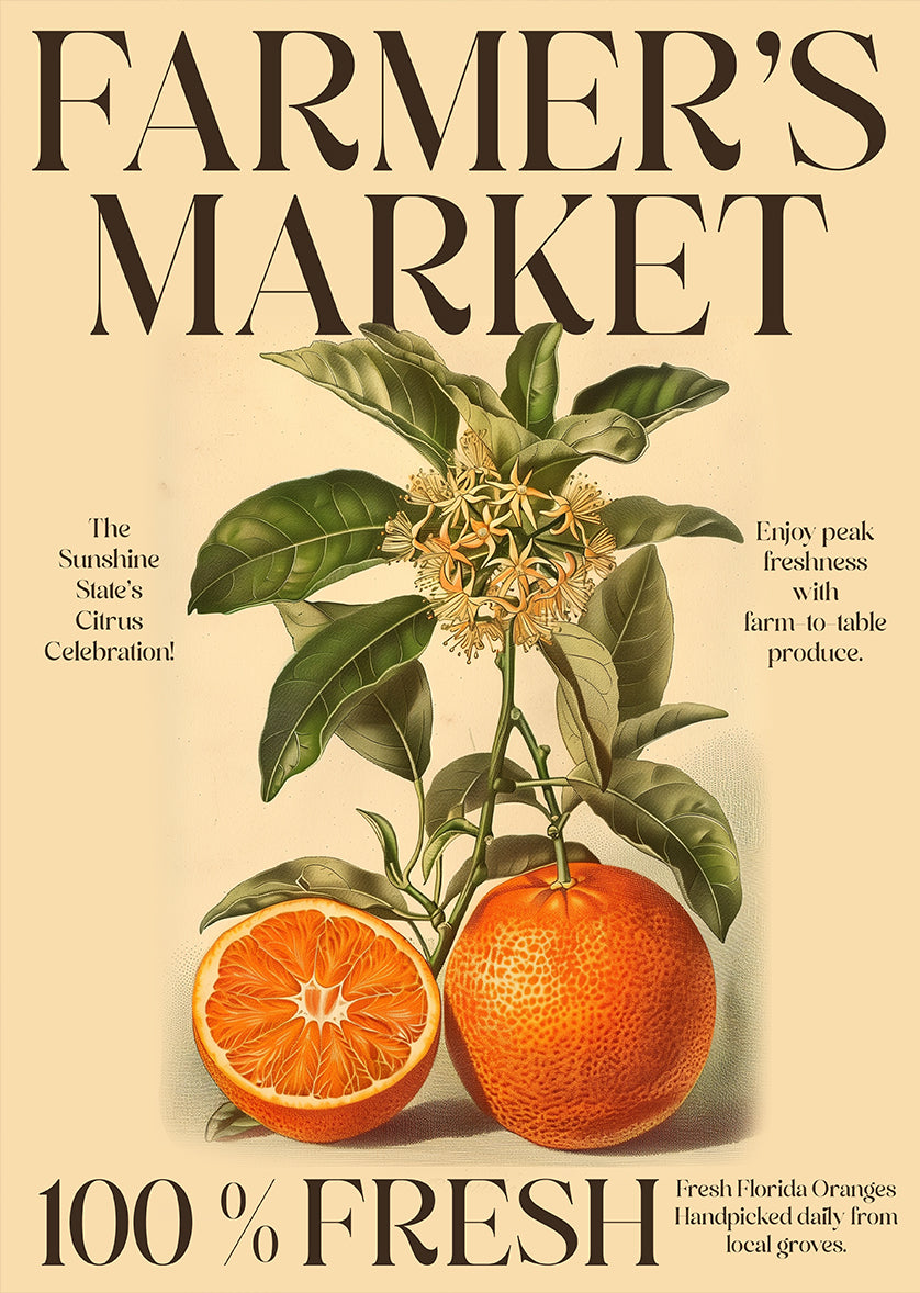 Retro Citrus Farmers Market Print