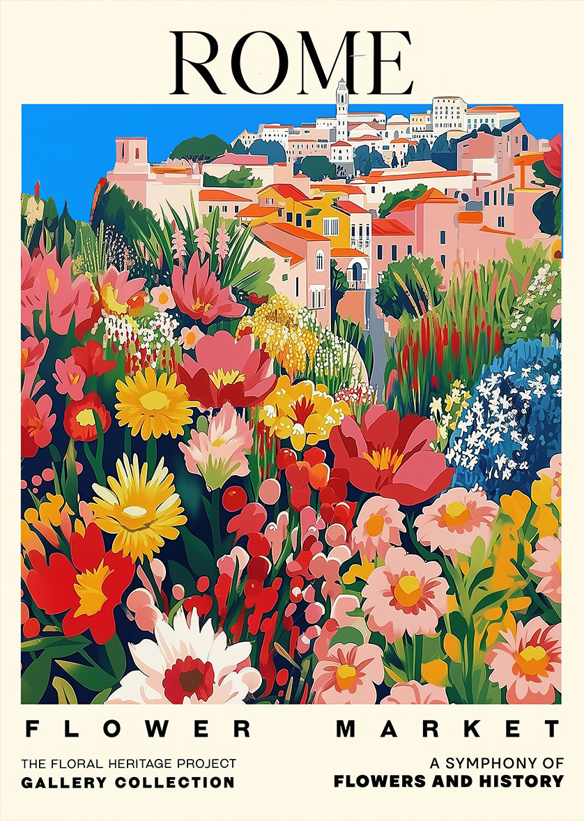 Rome Flower Market Heritage Art Print