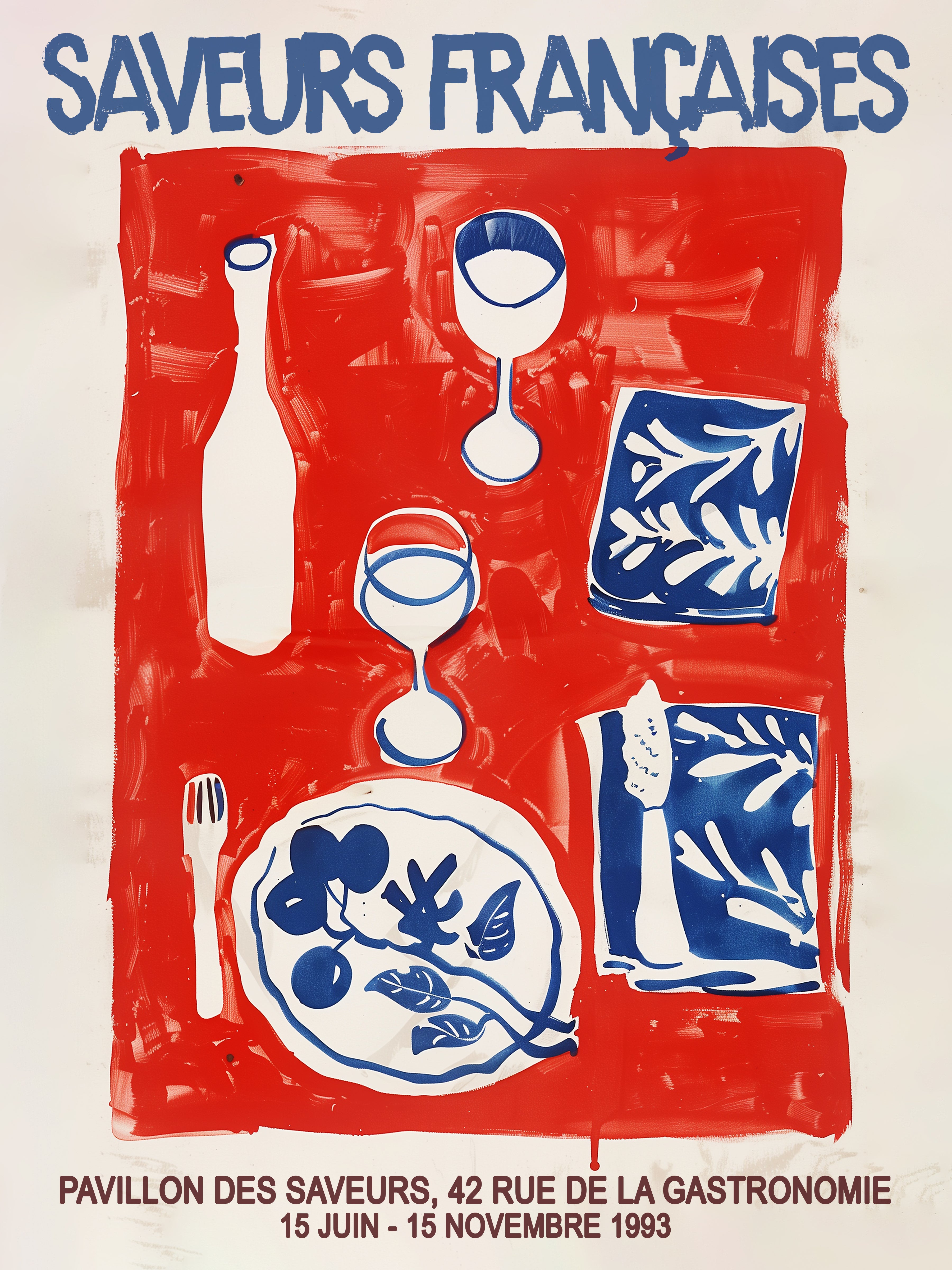 Saveurs Françaises French Culinary Art Poster Print