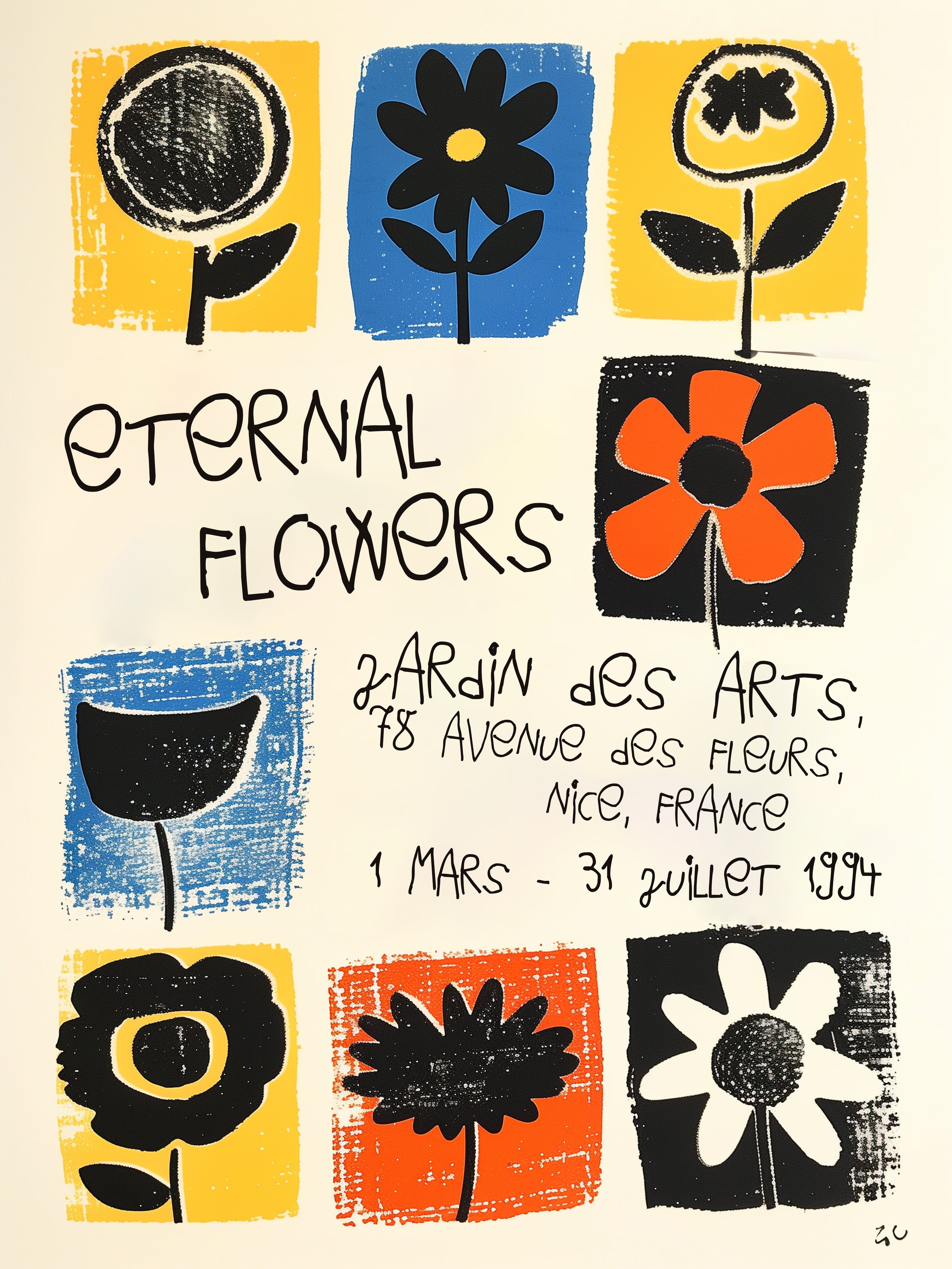 Eternal Flowers Modern Abstract Botanical Art Print