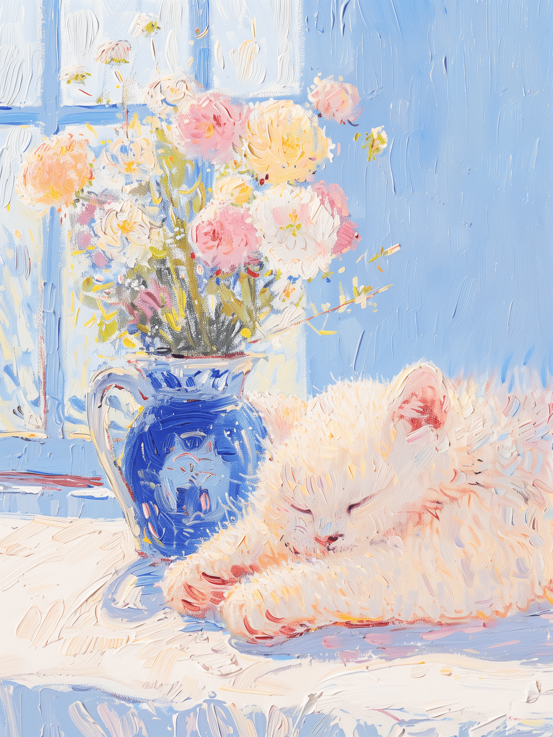 Imprimé fleuri chat