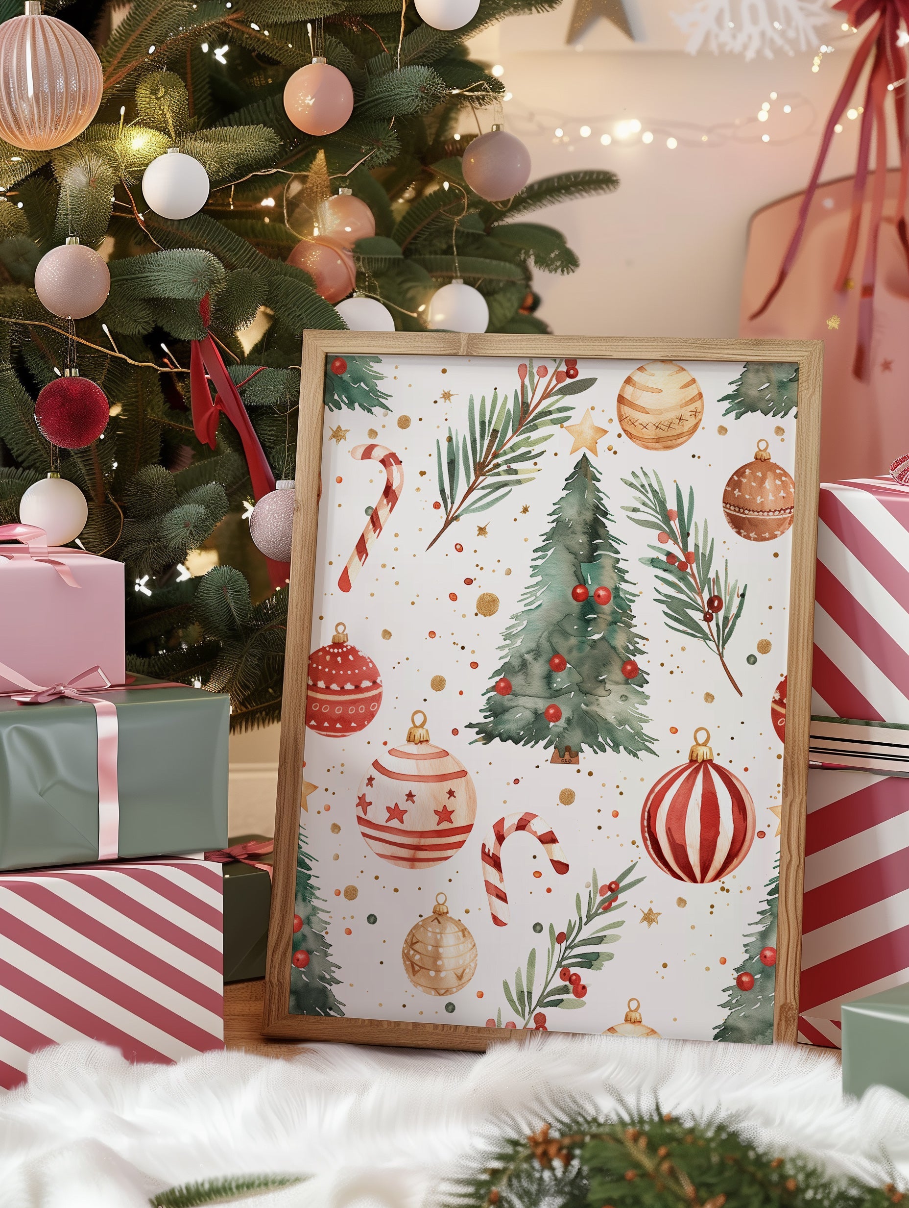 Imprimé à motifs de Noël vibrants