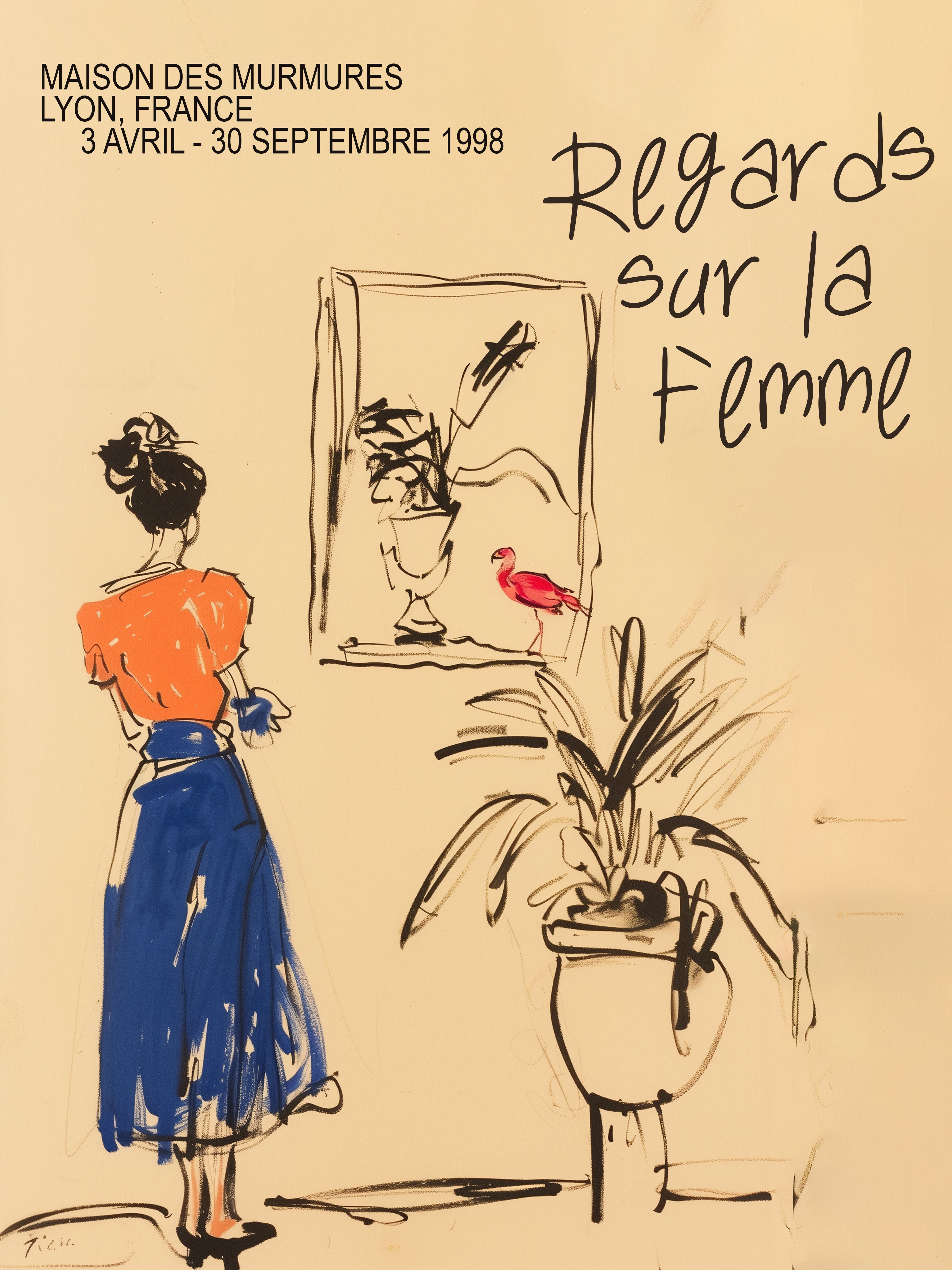 Regards Sur La Femme Elegant Sketch Art Print