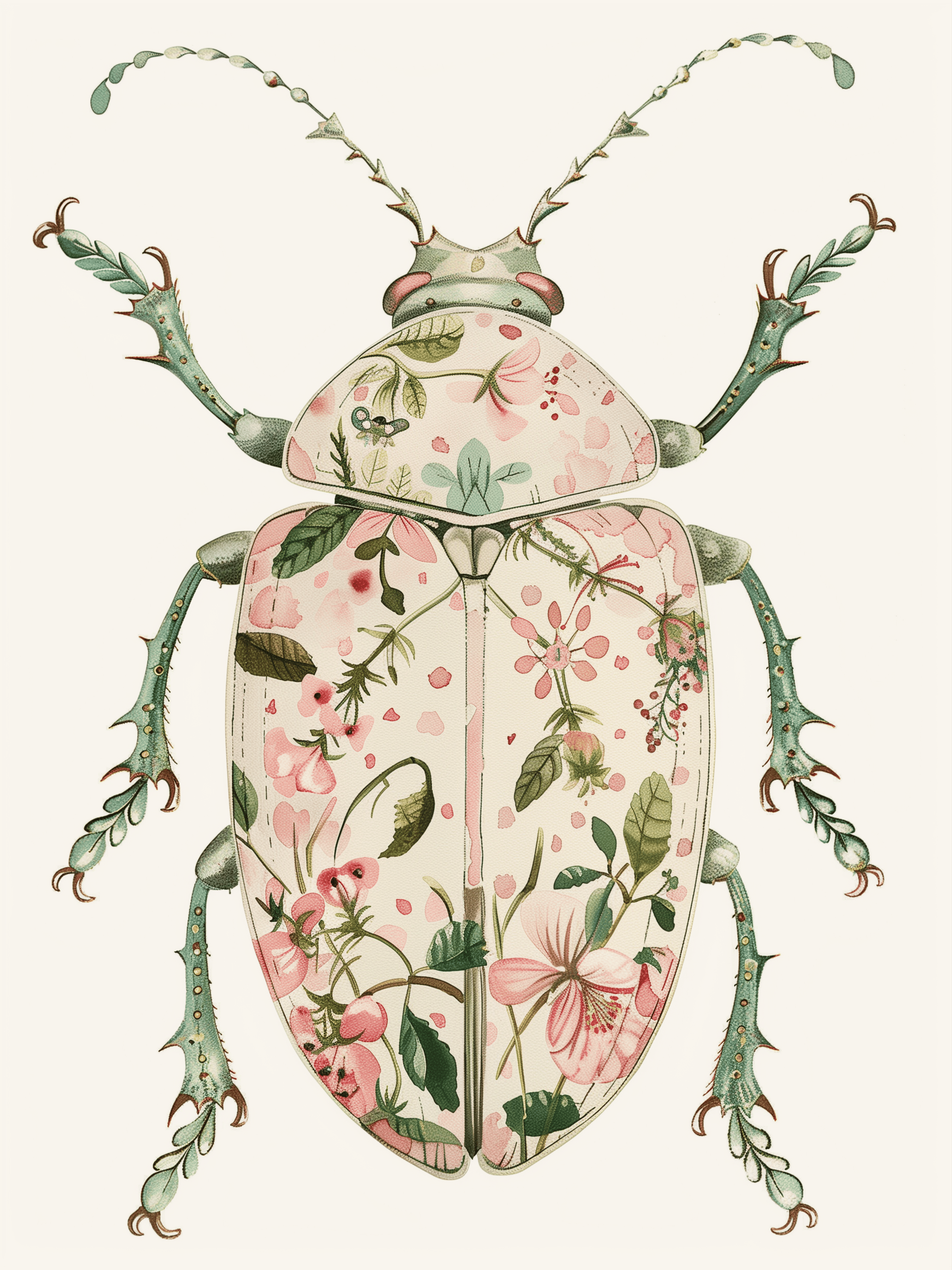 Imprimé botanique sur le scarabée