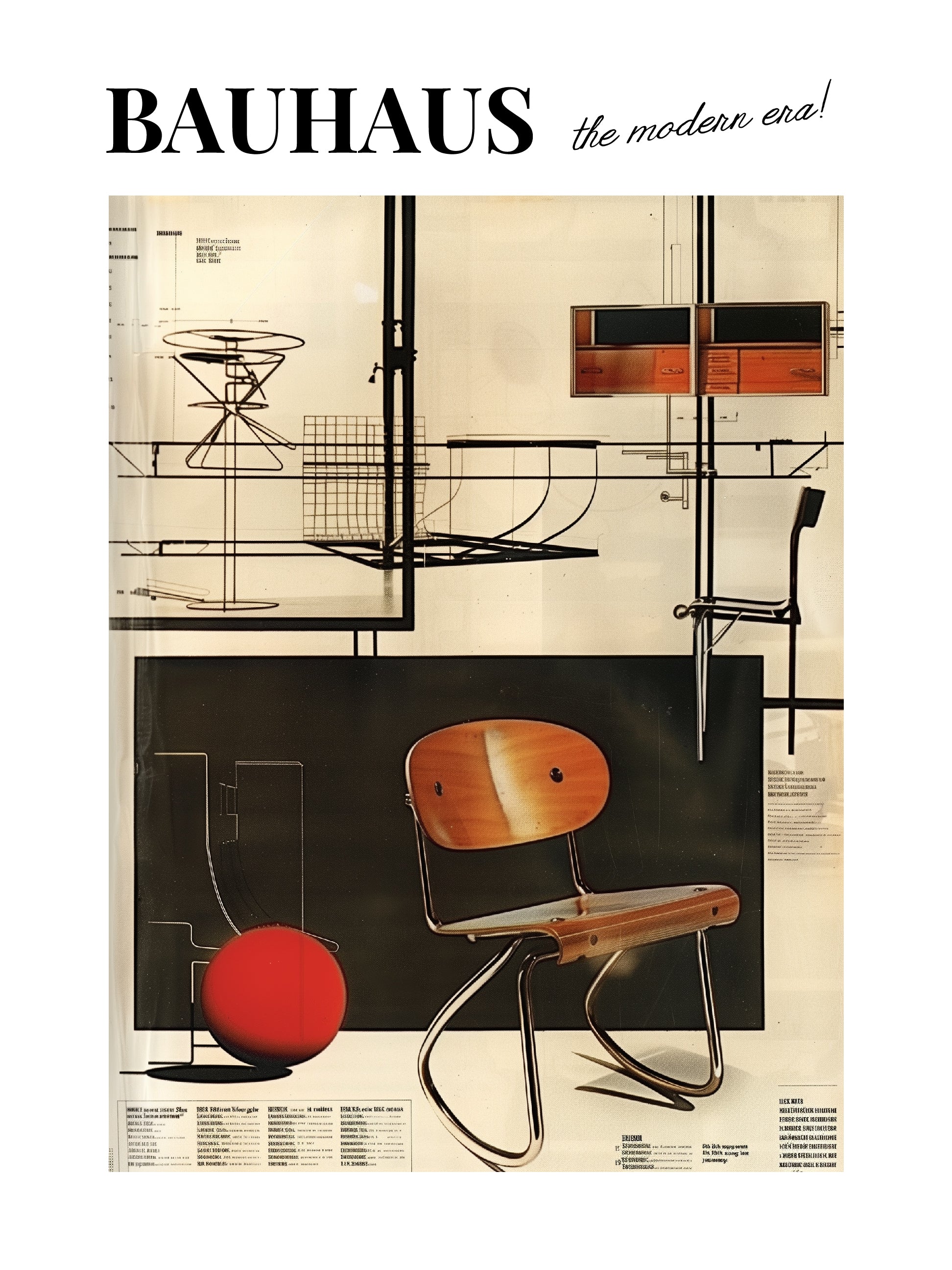 Bauhaus The Modern Era Poster – Midcentury Blueprint Design Print
