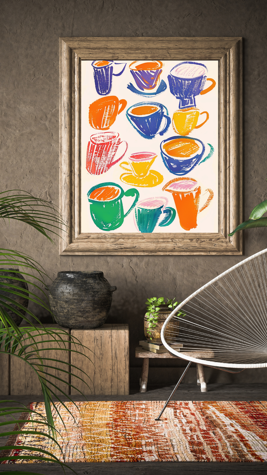Colorful Coffee Cups Print