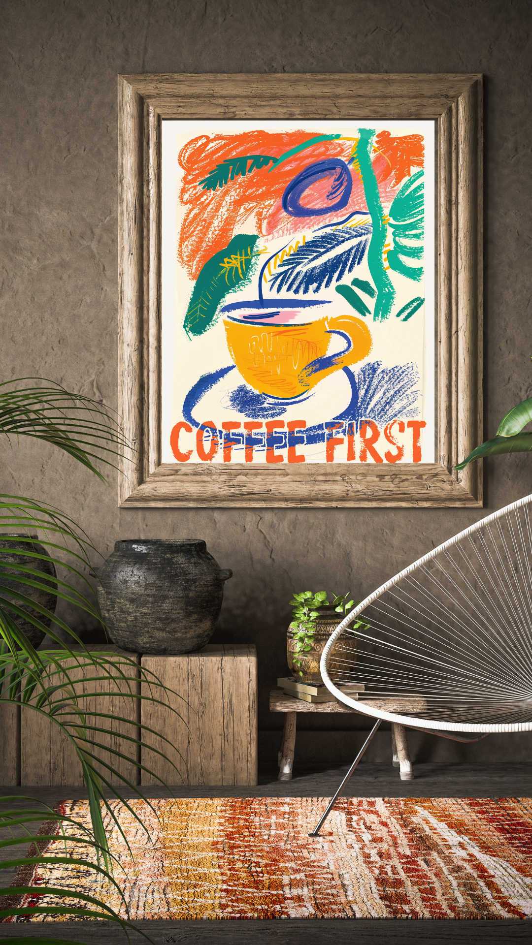 Impression d'art sur le café en premier