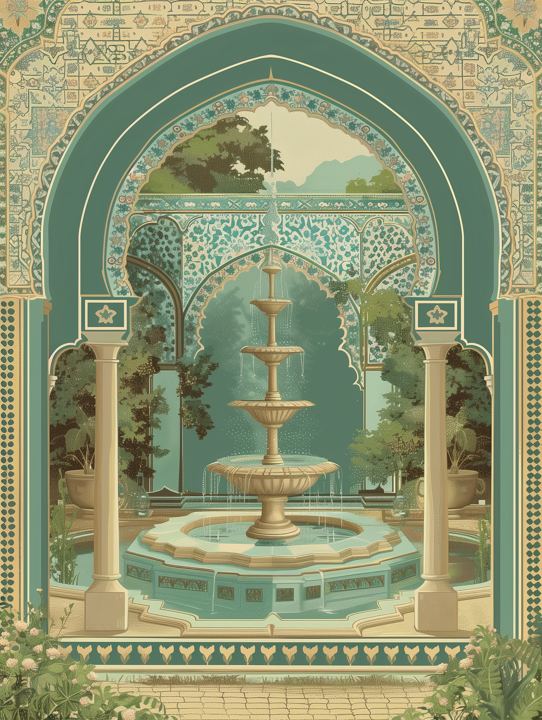 Islamic Garden Courtyard Fountain Art Print