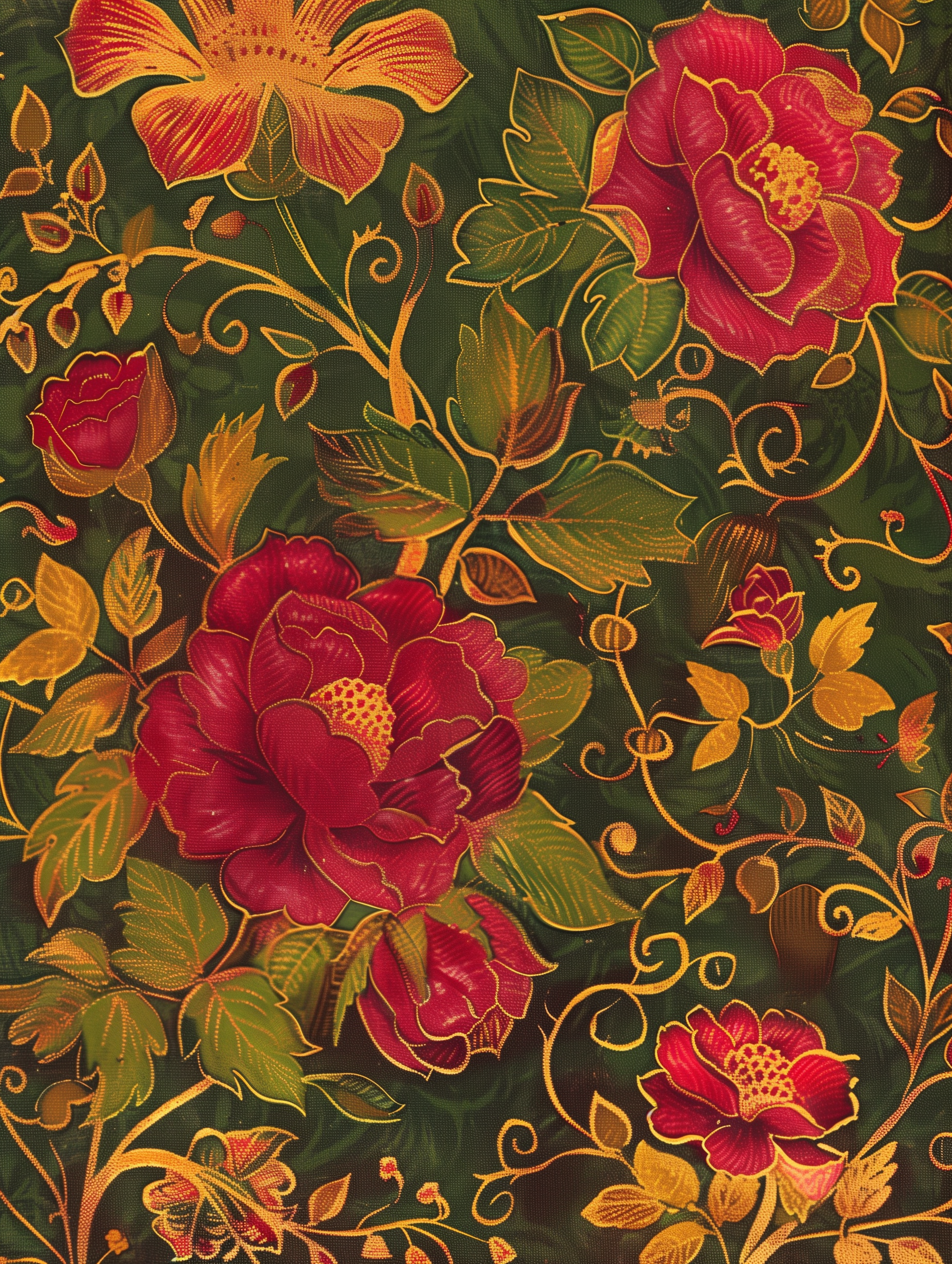 Ornate Botanical Tapestry Art Print