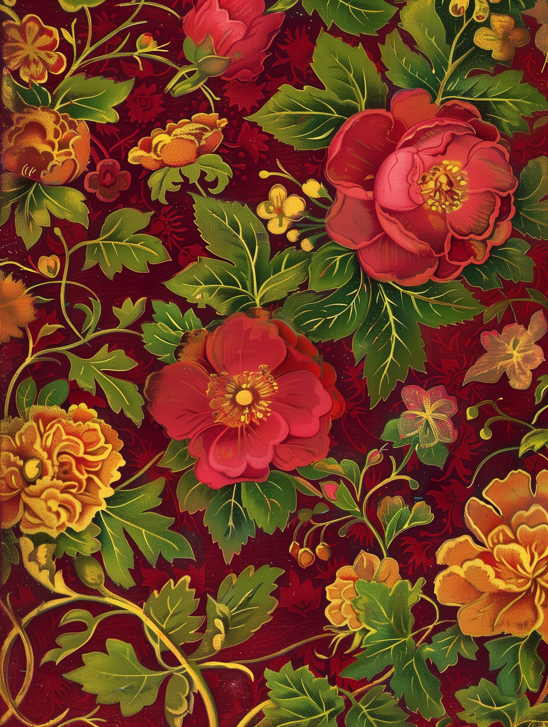 Floral Retro Tapestry Art Print