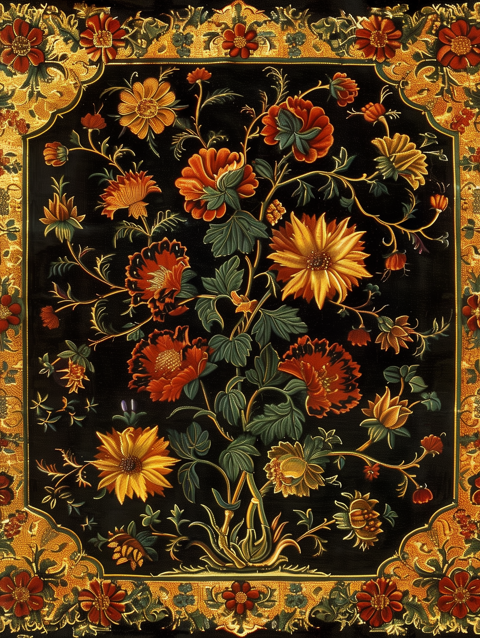 Baroque Floral Tapestry Art Print
