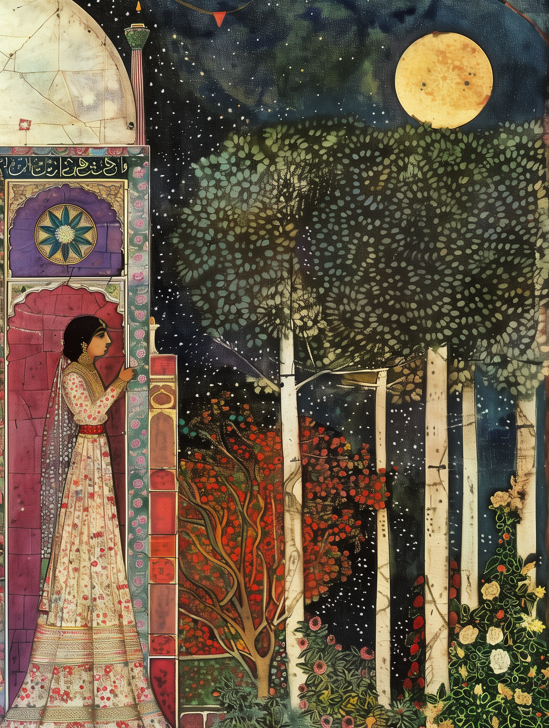 Moonlit Persian Garden Art Print