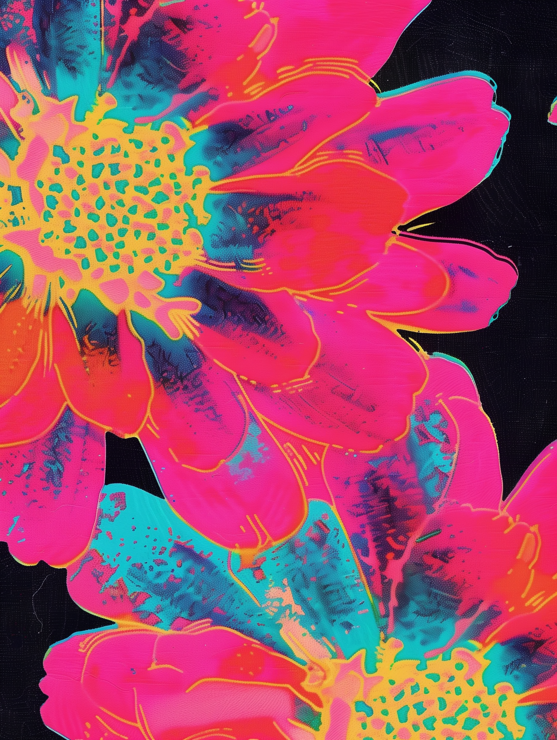 Neon Floral Abstract Print