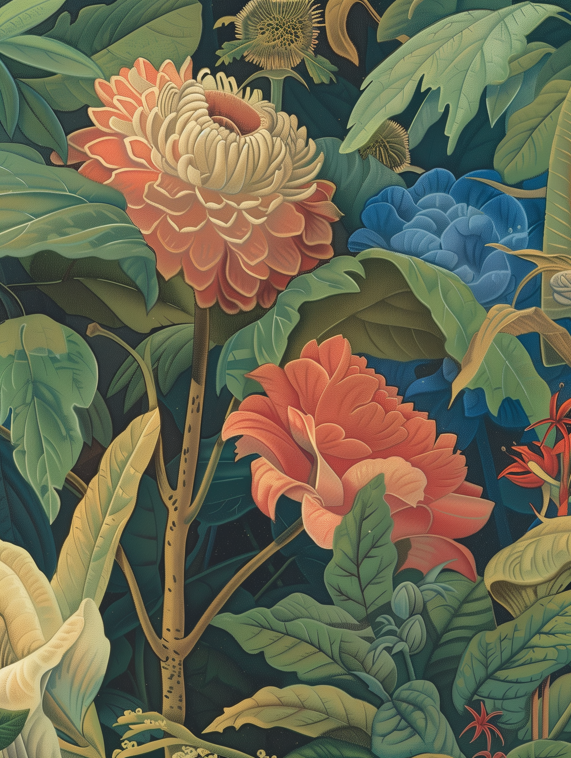 Retro Botanical Jungle Bloom Print
