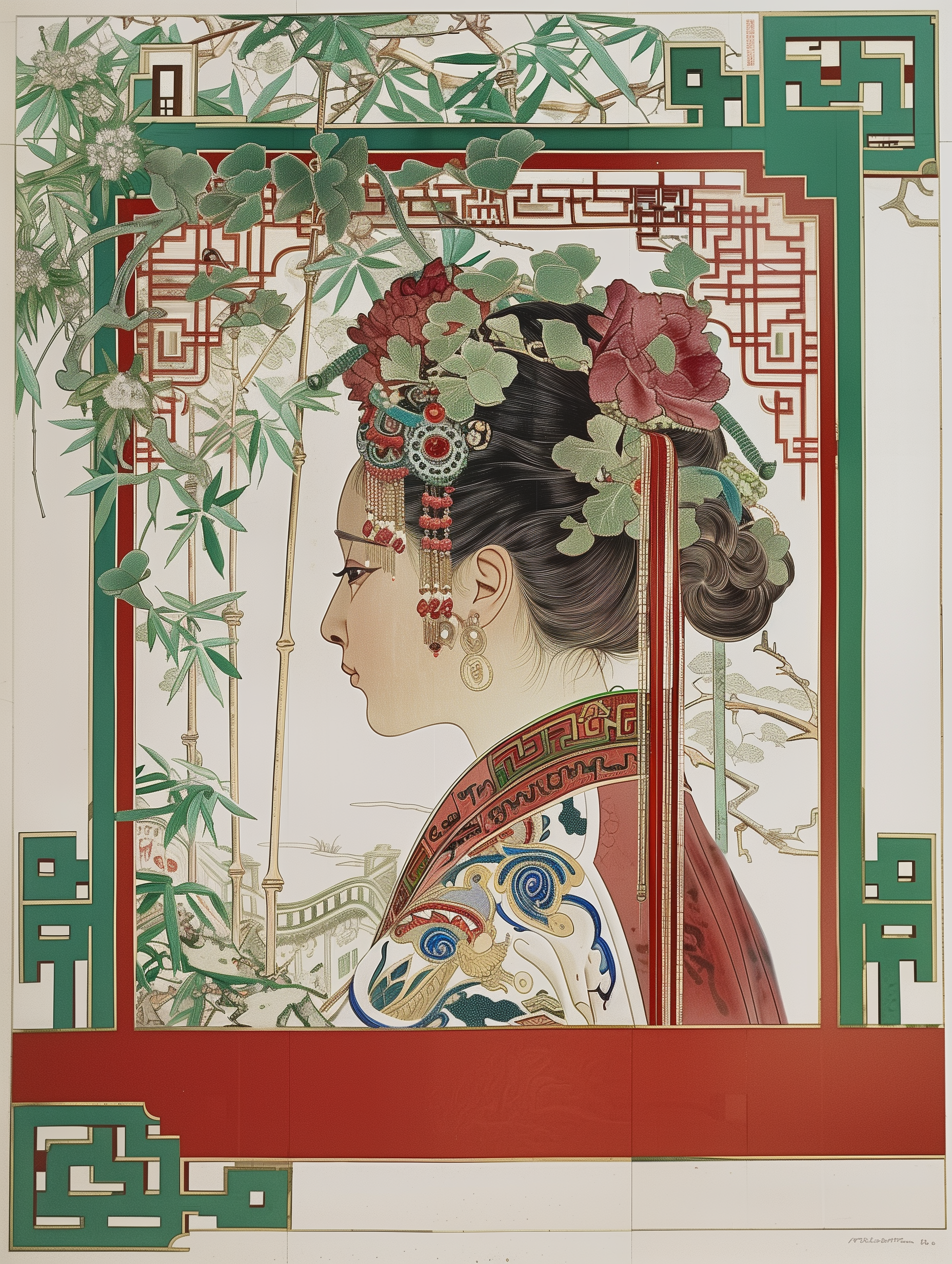 Traditional Asian Beauty Bamboo Garden Art Print