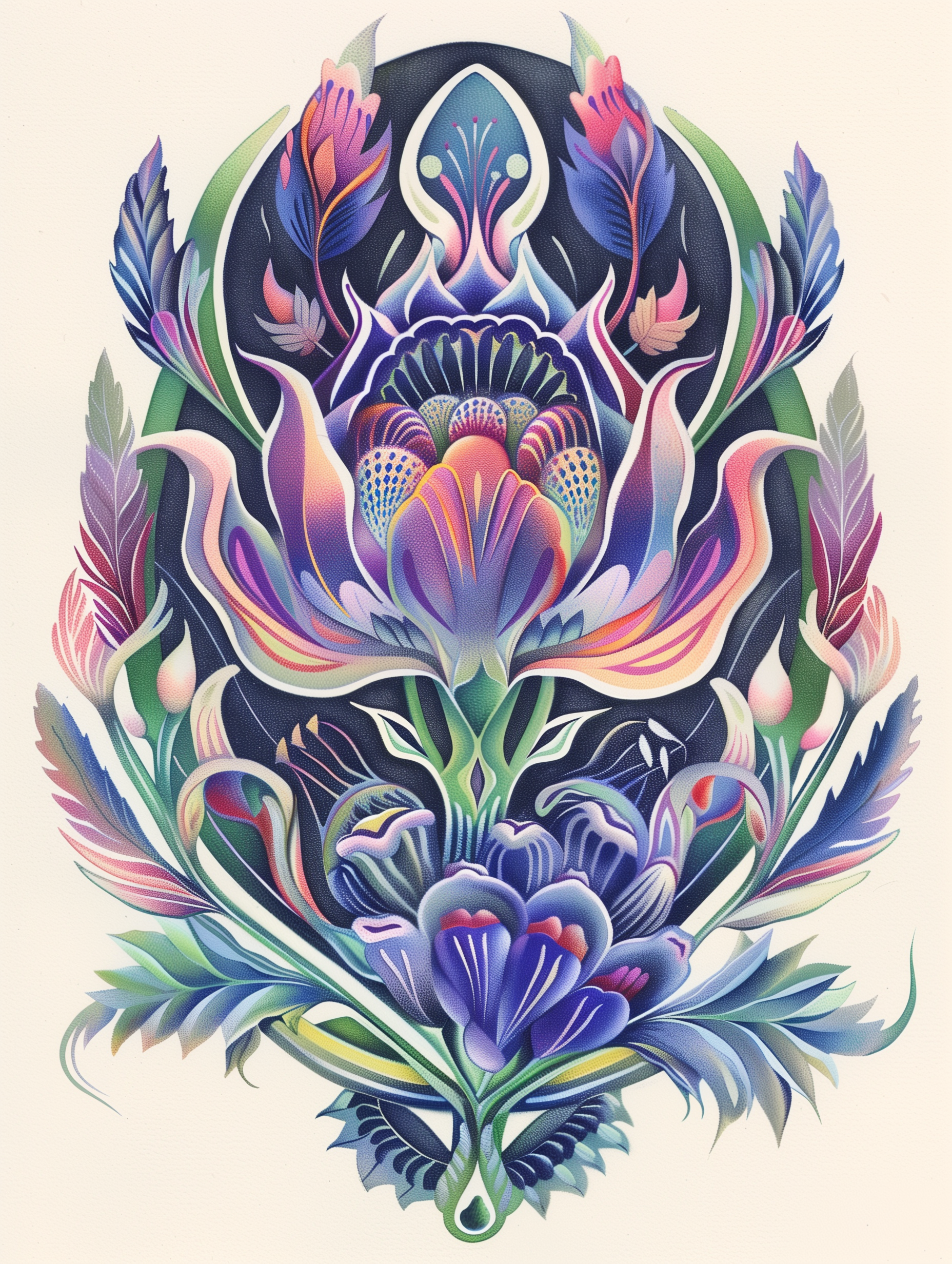 Ornate Floral Tattoo Print