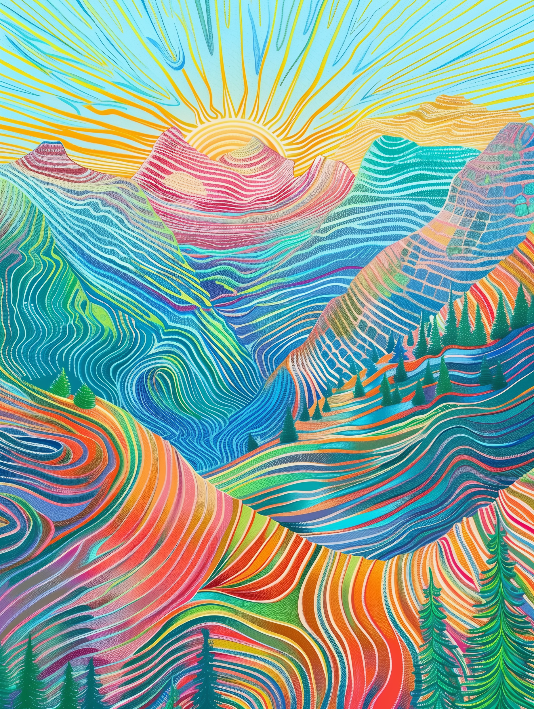 Vibrant Sunrise Mountain Print