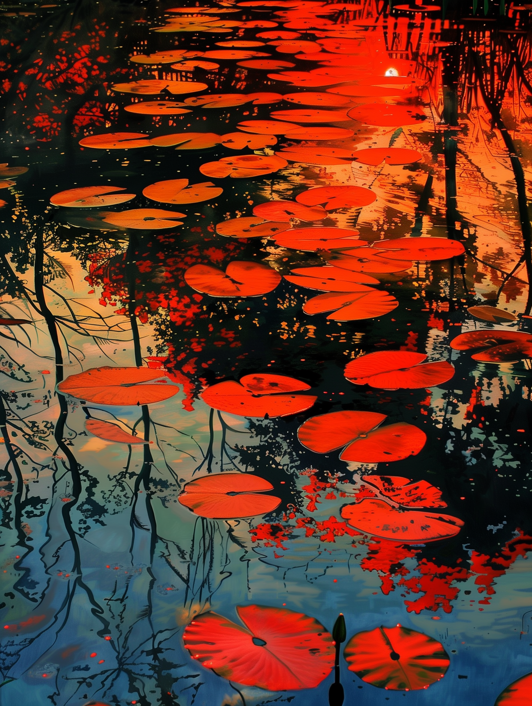 Sunset Water Lilies Print