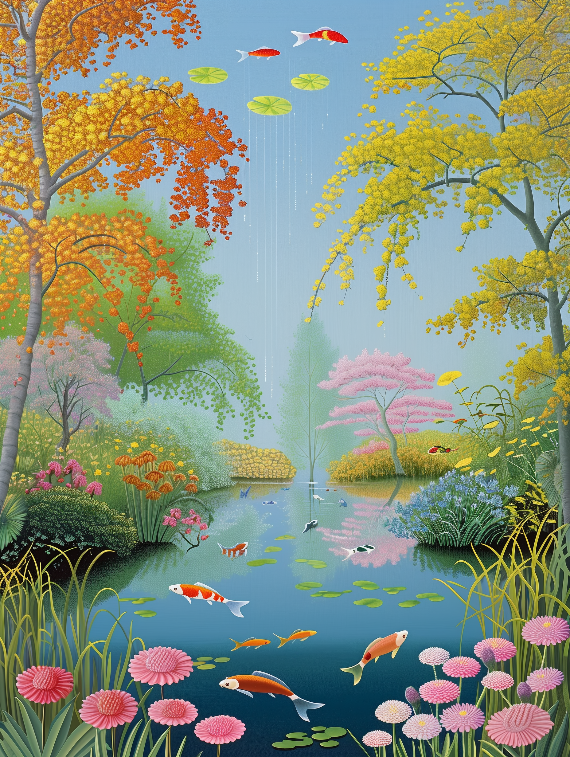 Tranquil Japanese Koi Pond Print
