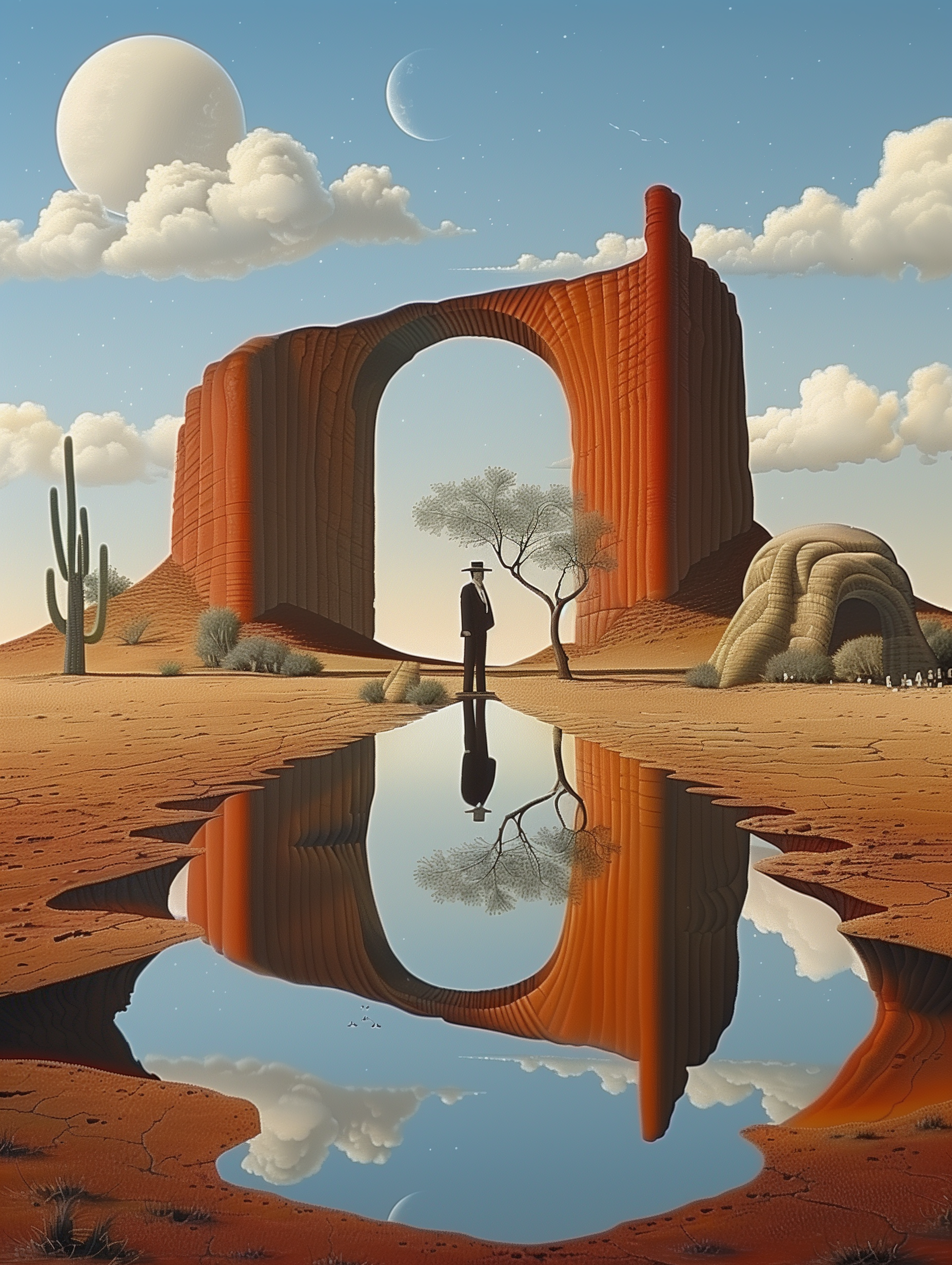 Surreal Desert Arch Reflection Landscape Art Print