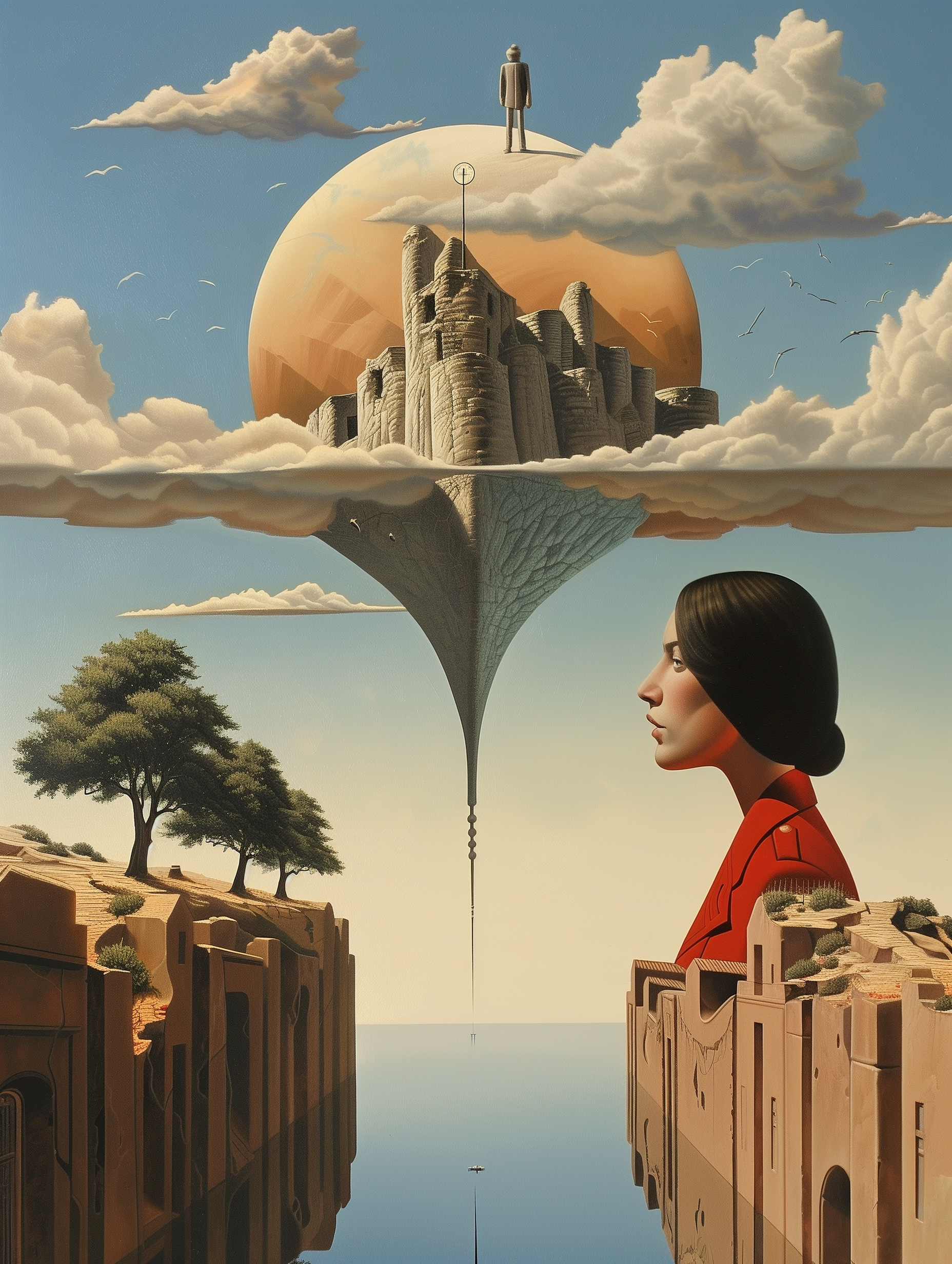 Surreal Floating Castle Dreamscape Conceptual Art Print