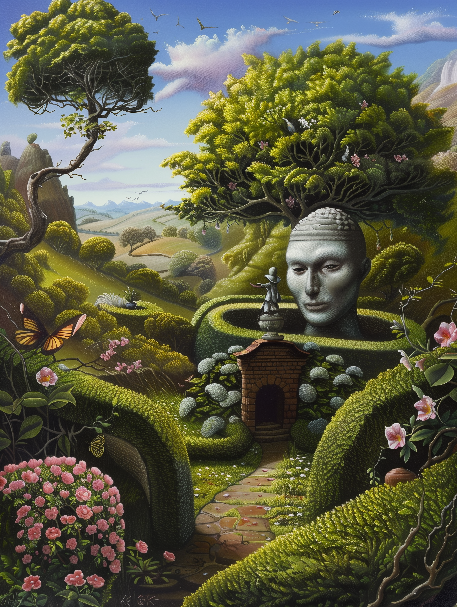 Garden Sculpture Dreamlike Landscape Art Print