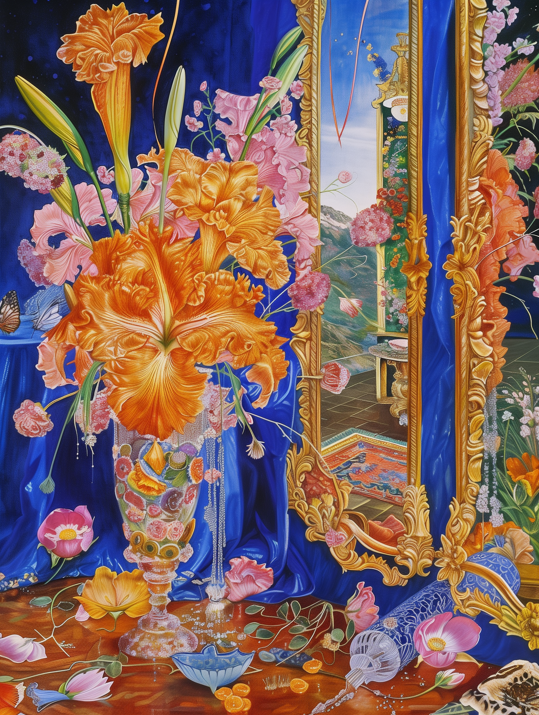 Opulent Floral Still Life Vibrant Baroque Print