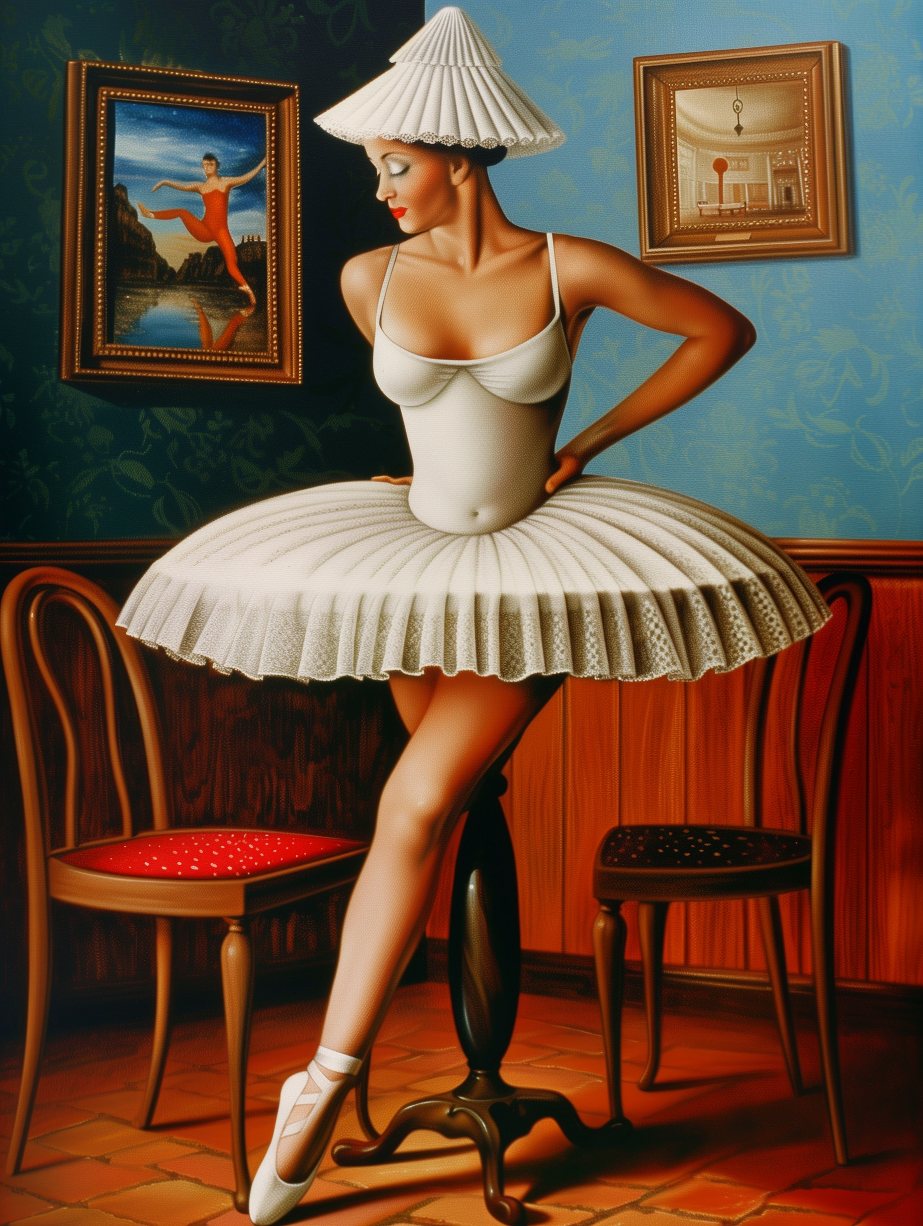 Ballerina Lamp Hybrid Conceptual Art Print