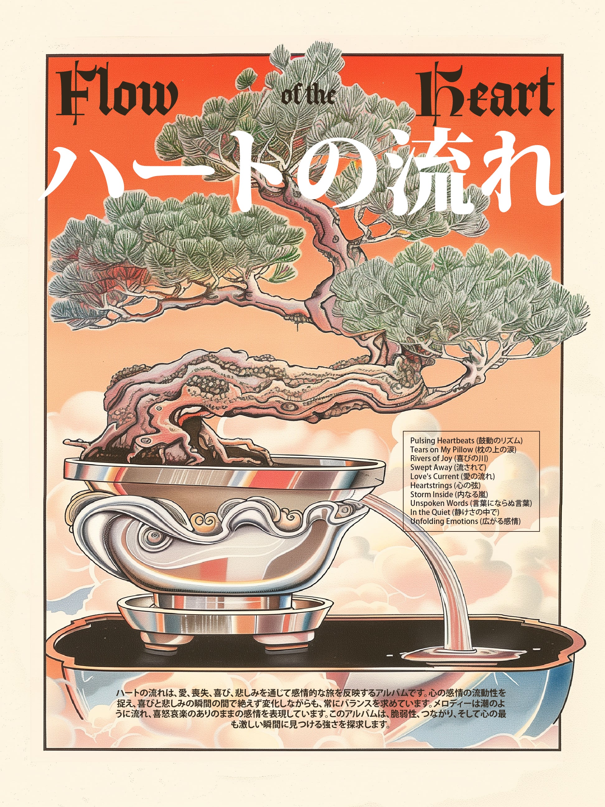 Flow of the Heart Wall Art – Zen Bonsai Print – Emotional Harmony Poster Print