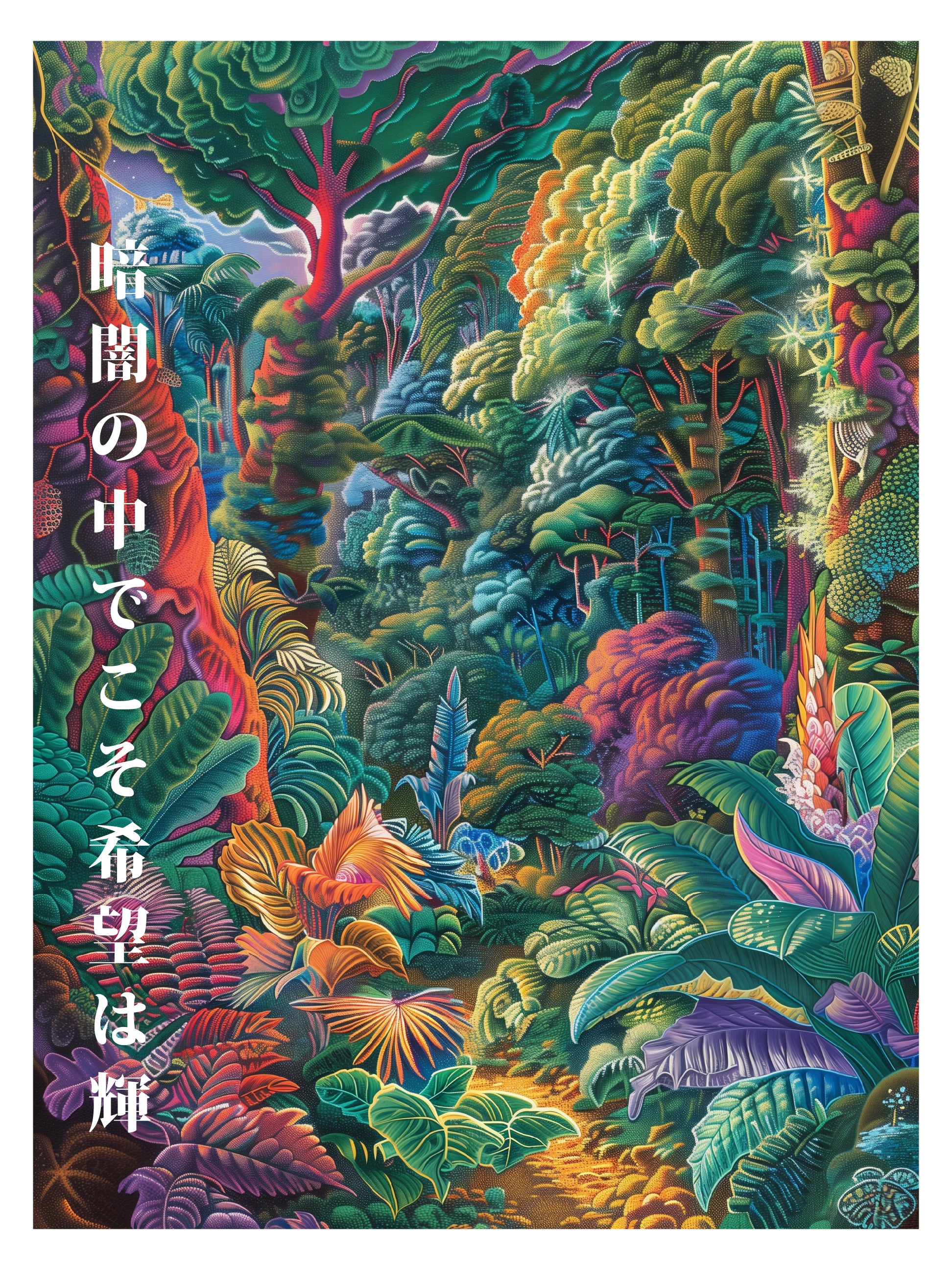 Hope Shines in the Darkness – Lush Jungle Wall Art – Japanese Botanical Poster Print