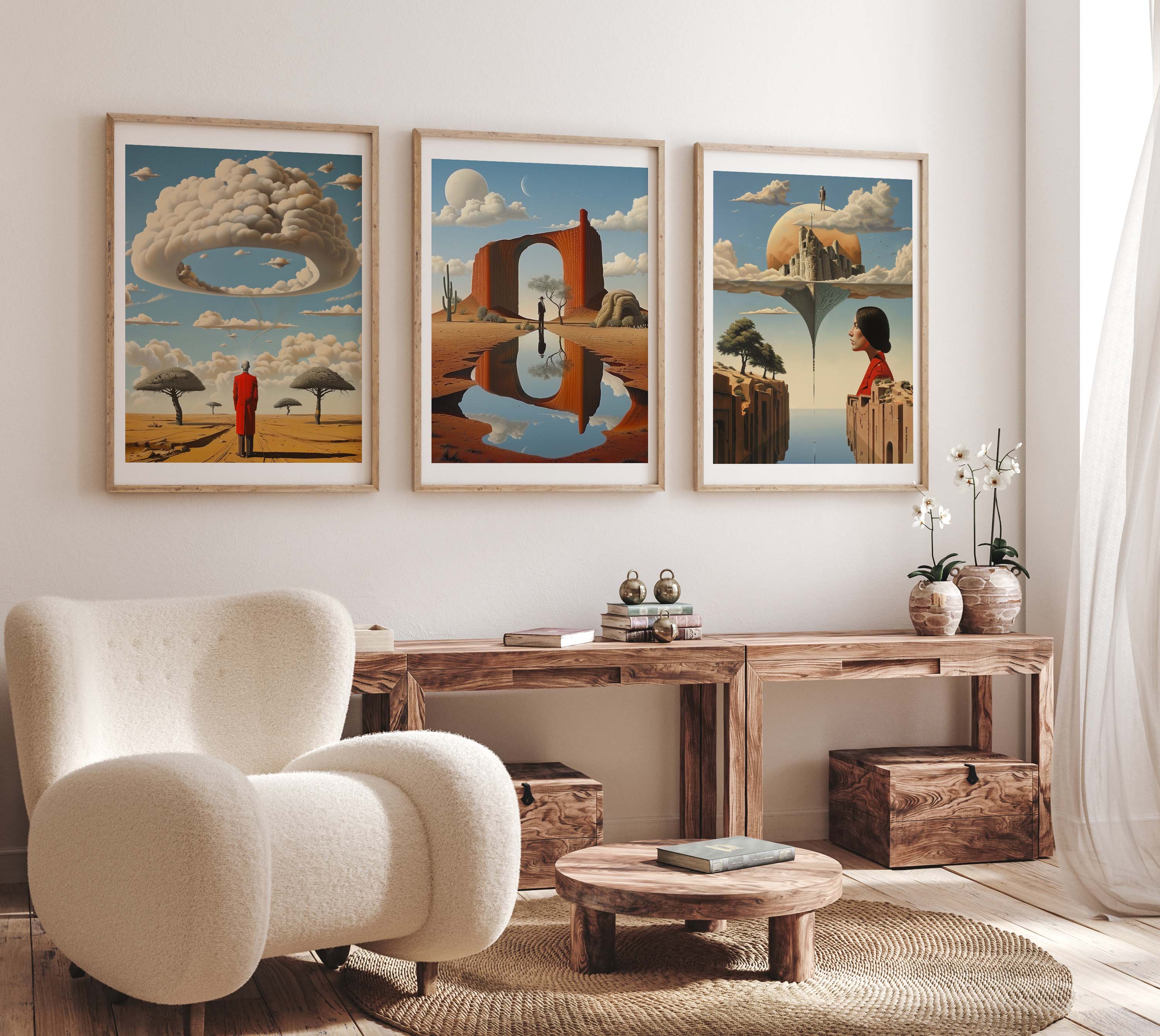 Surreal Desert Dreamscape Art Set of 3 Print