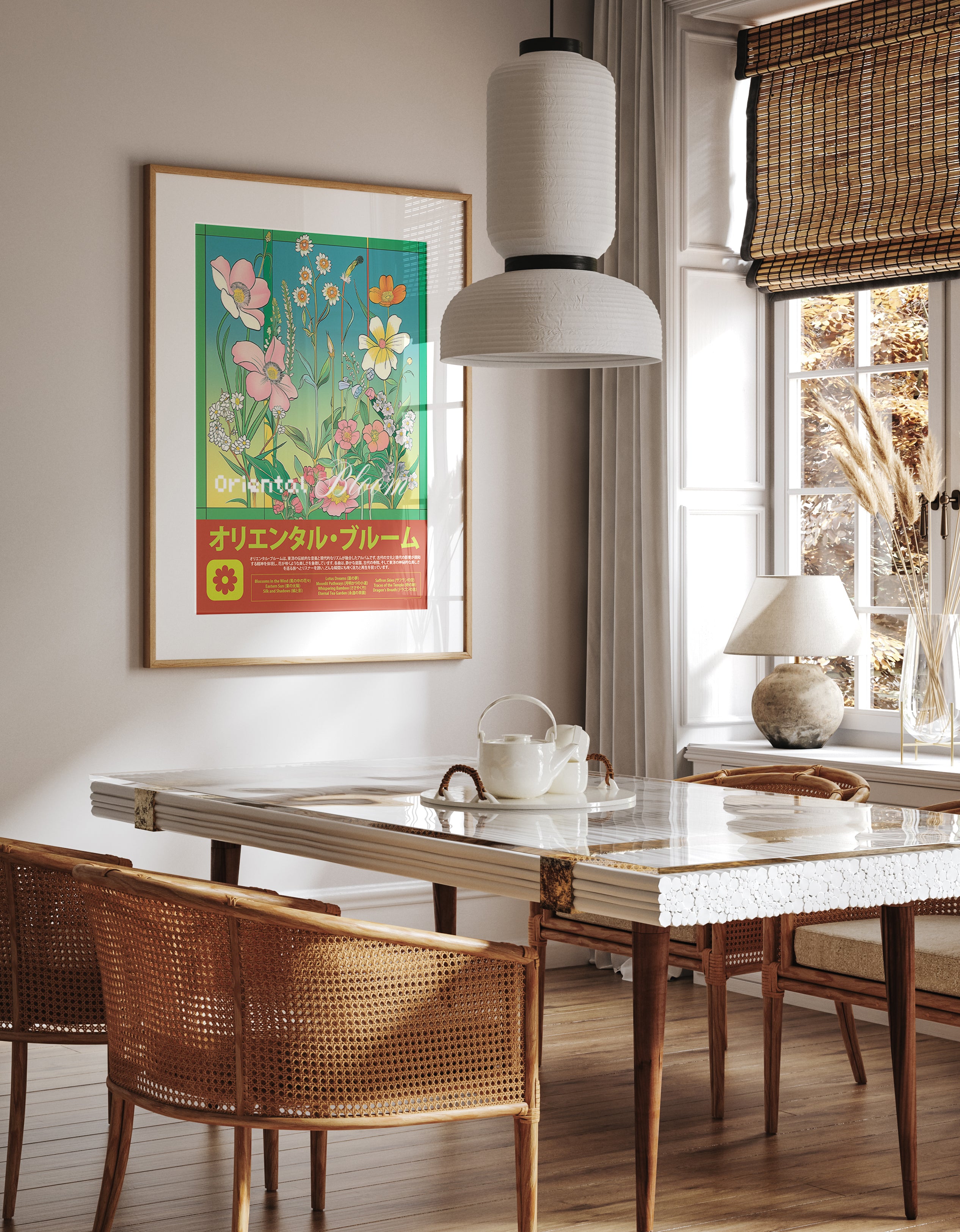 Oriental Bloom Wall Art – Botanical Floral Poster Print