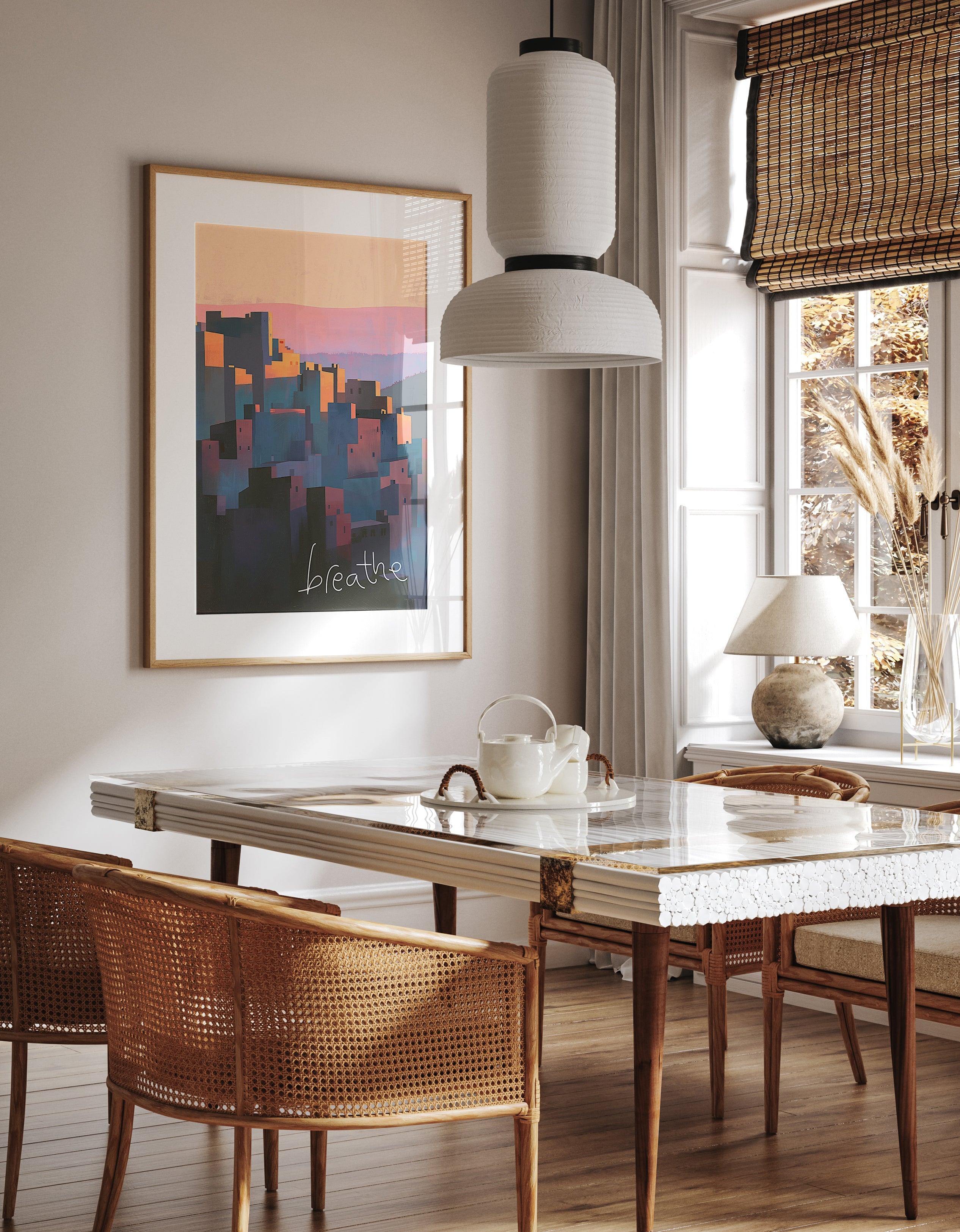 Sunset Over Urban Silhouettes Print