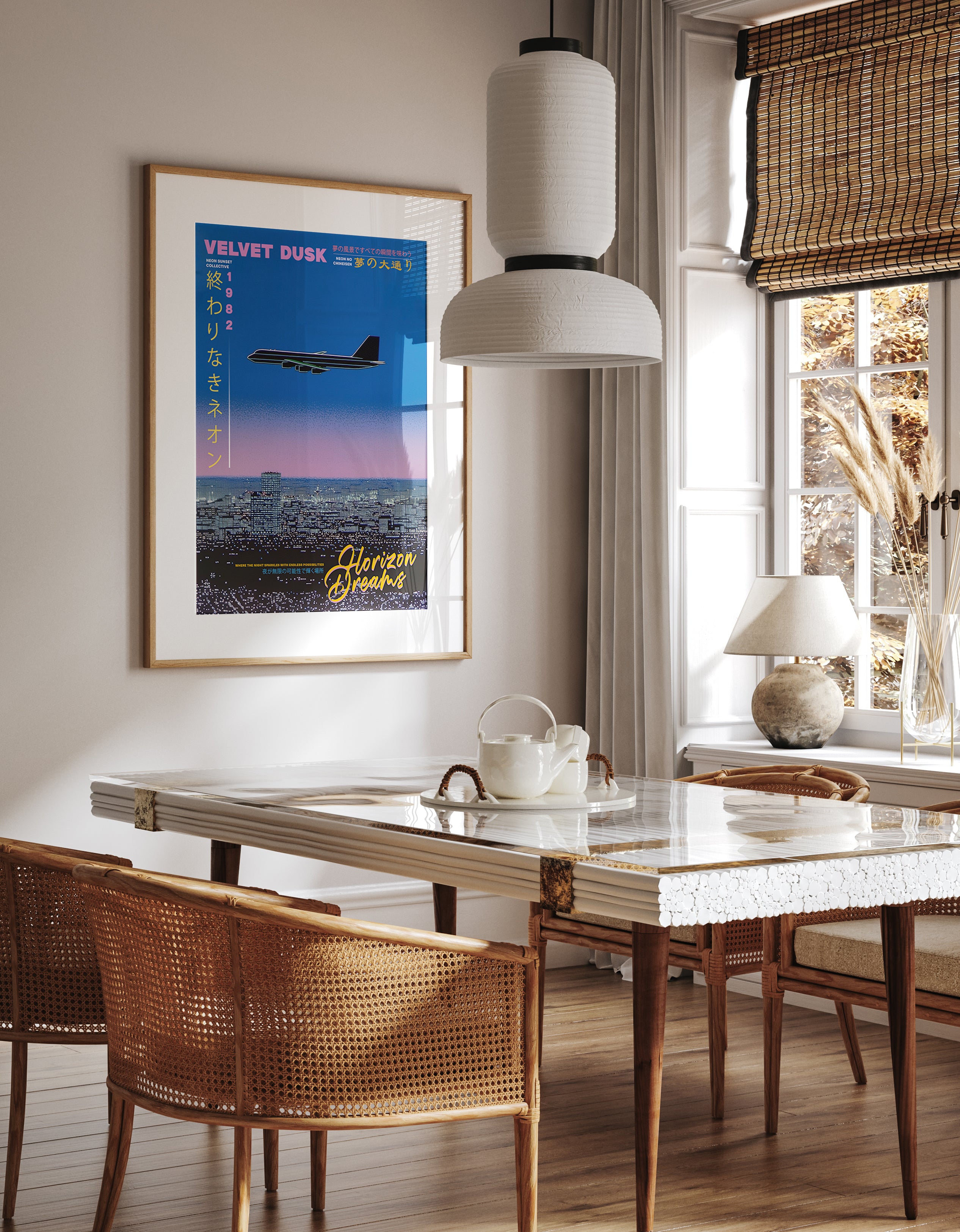 Velvet Dusk Neon Skyline Horizon Dreams Print