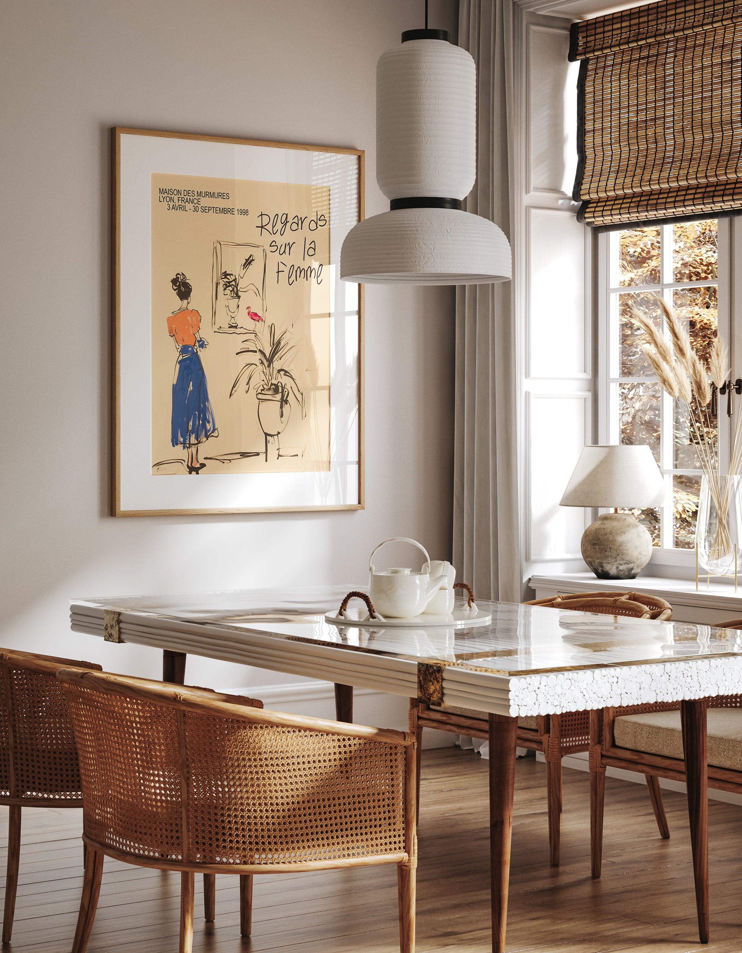 Regards Sur La Femme Elegant Sketch Art Print