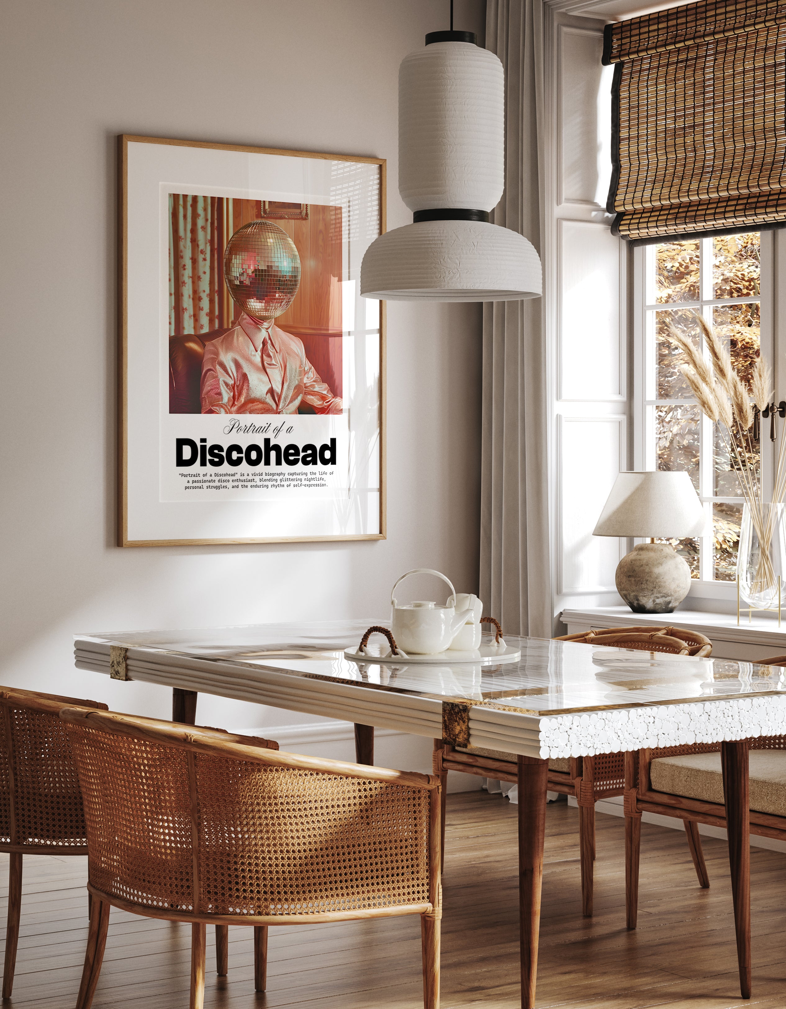 Portrait of a Discohead – Surreal Disco Ball Art Print – Retro Nightlife Aesthetic Wall Poster