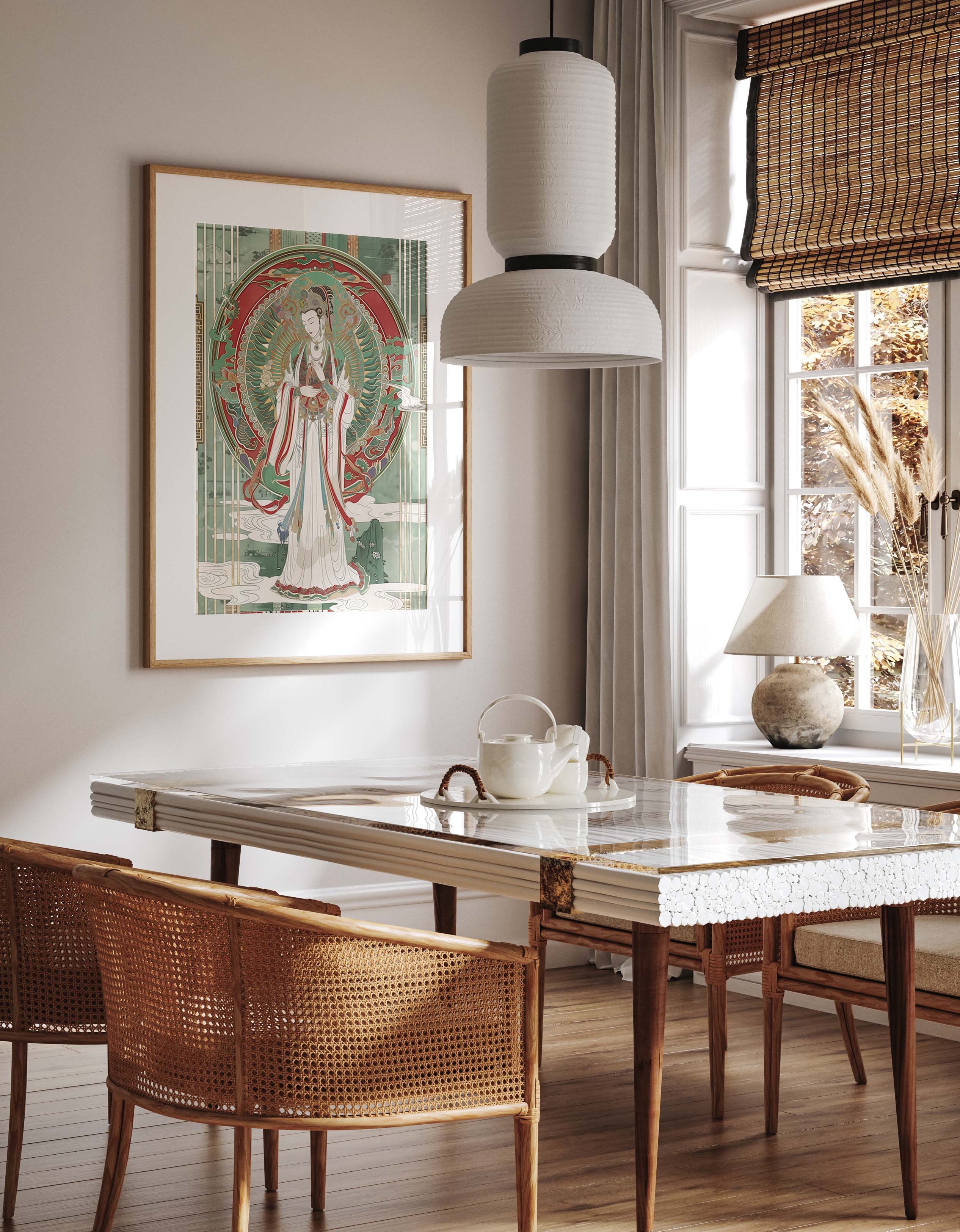 Divine Asian Goddess Ornate Mandala Art Print