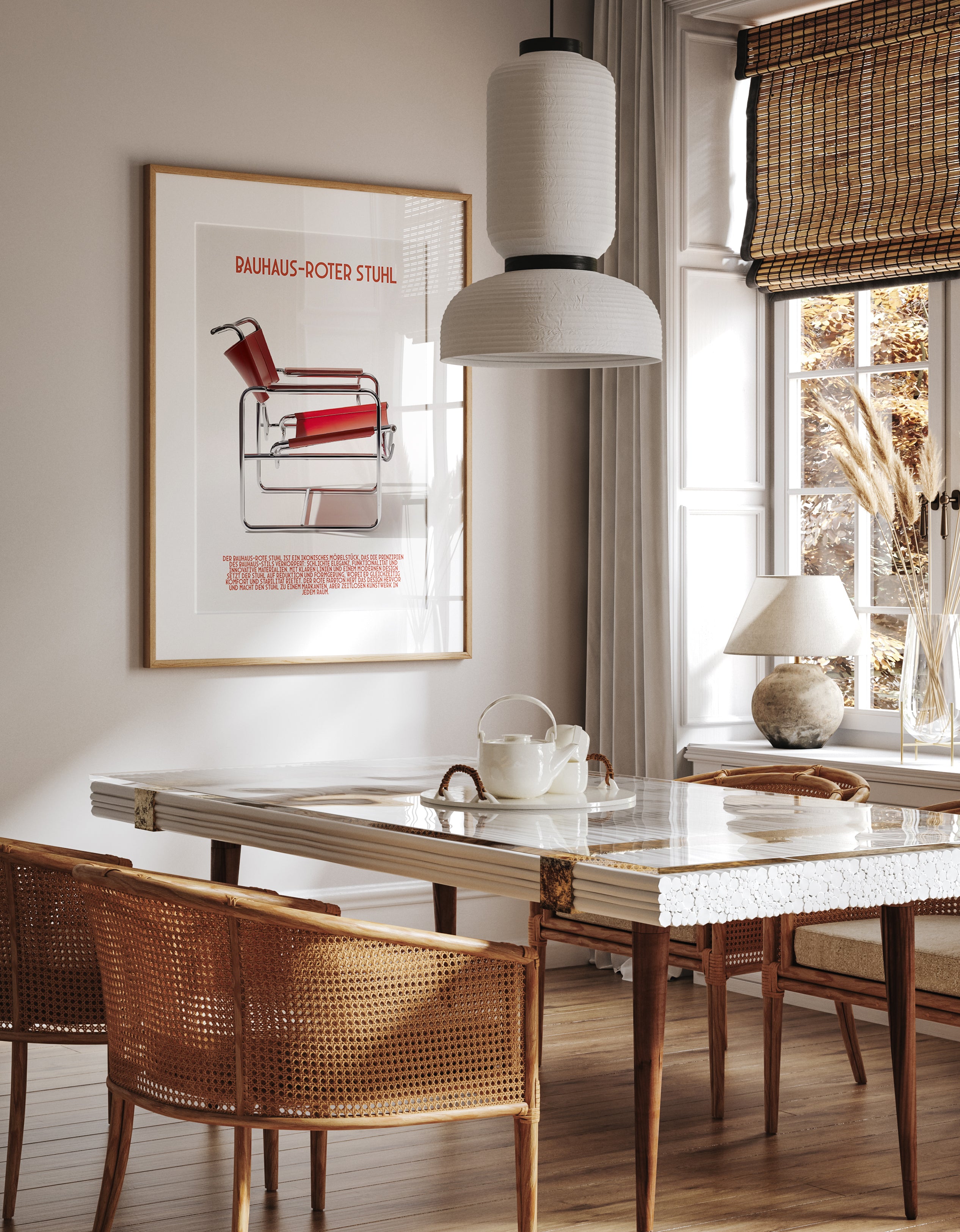 Bauhaus Red Chair Poster – Minimalist Modernist Furniture Wall Art – Iconic Design Print