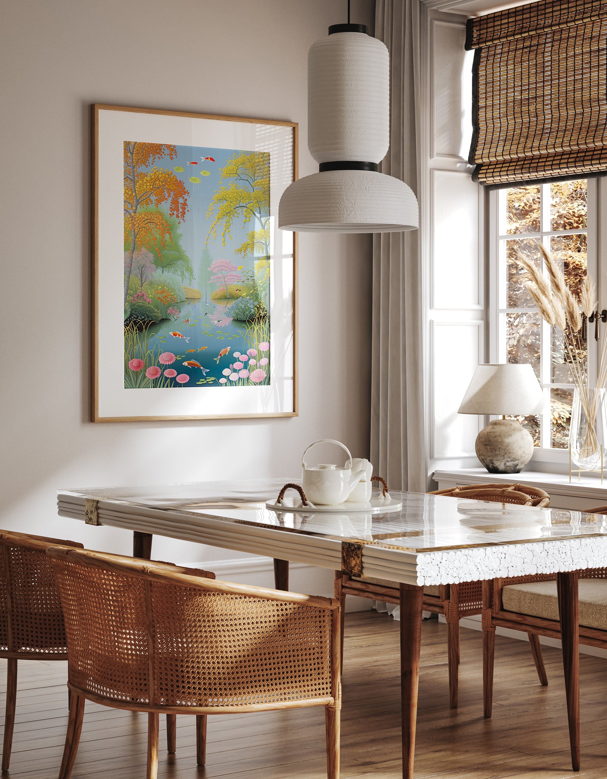 Tranquil Japanese Koi Pond Print